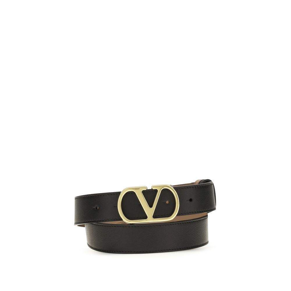 Valentino Garavani Black Calf Leather Bos Taurus Regular Belt | Regal Royce