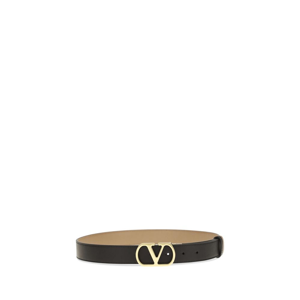 Valentino Garavani Black Calf Leather Bos Taurus Regular Belt | Regal Royce