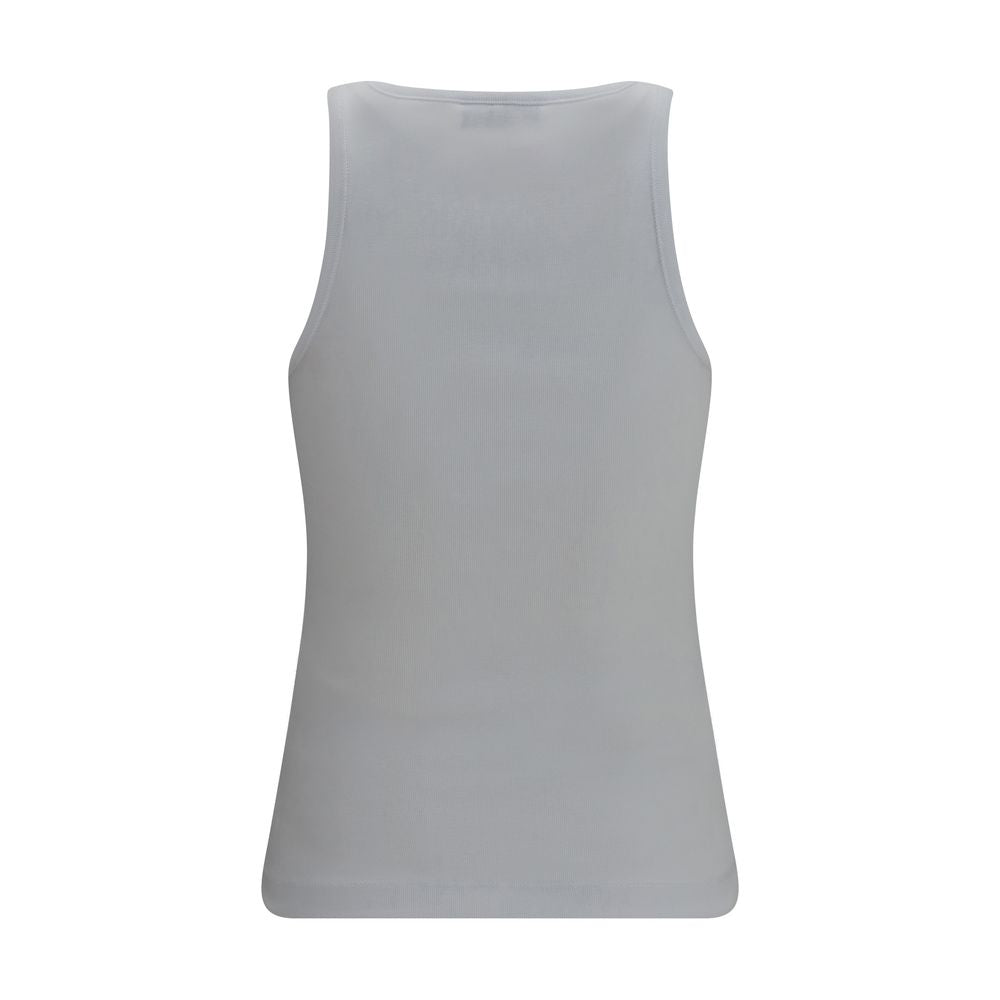 Ganni White Cotton Sleeveles T-Shirt | Regal Royce