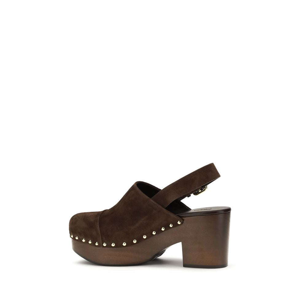 Chloé Brown Calf Leather Bos Taurus Clogs | Regal Royce