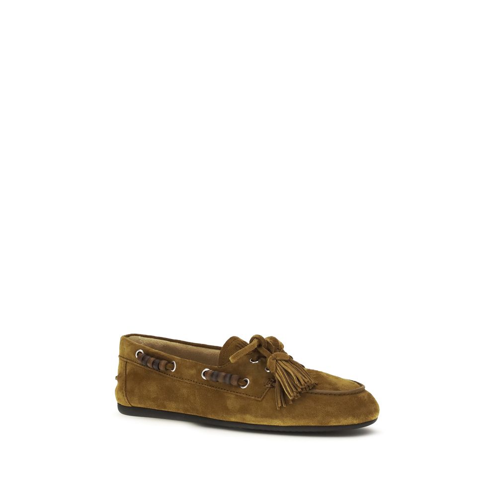 Miu Miu Beige Calf Leather Bos Taurus Slip-On Loafers | Regal Royce