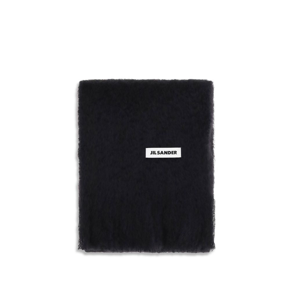Jil Sander Black Wool Oves Aries Scarf | Regal Royce