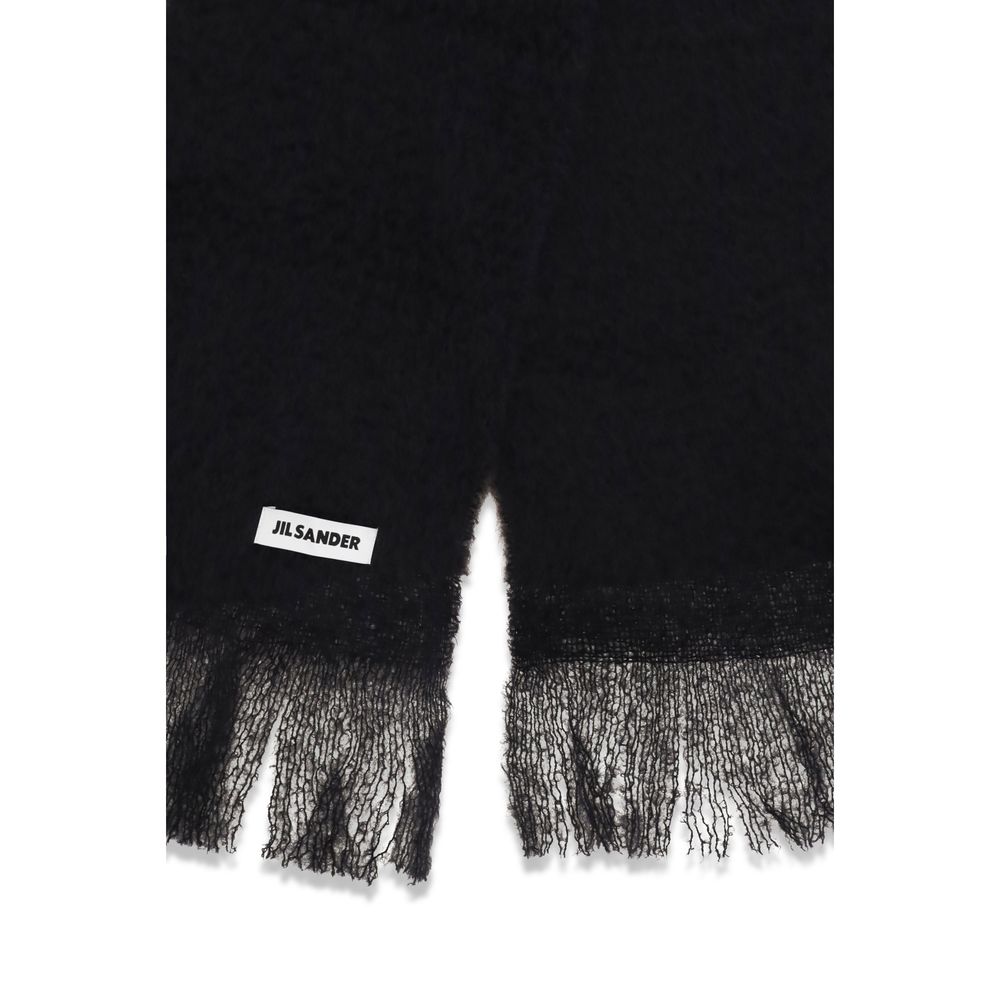 Jil Sander Black Wool Oves Aries Scarf | Regal Royce