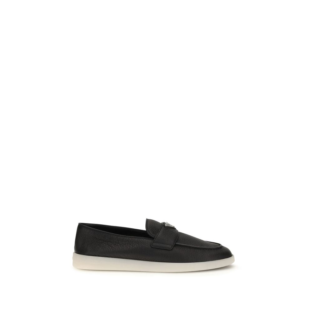 Prada Black Calf Leather Bos Taurus Slip-On Loafers | Regal Royce