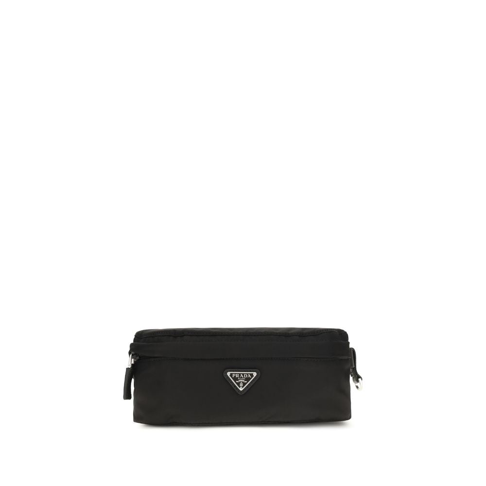 Prada Black Recycled Polyamide Clutch Bag | Regal Royce