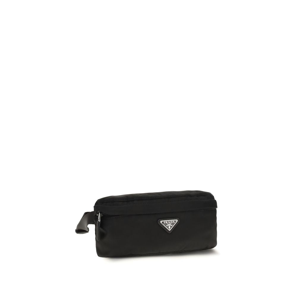 Prada Black Recycled Polyamide Clutch Bag | Regal Royce