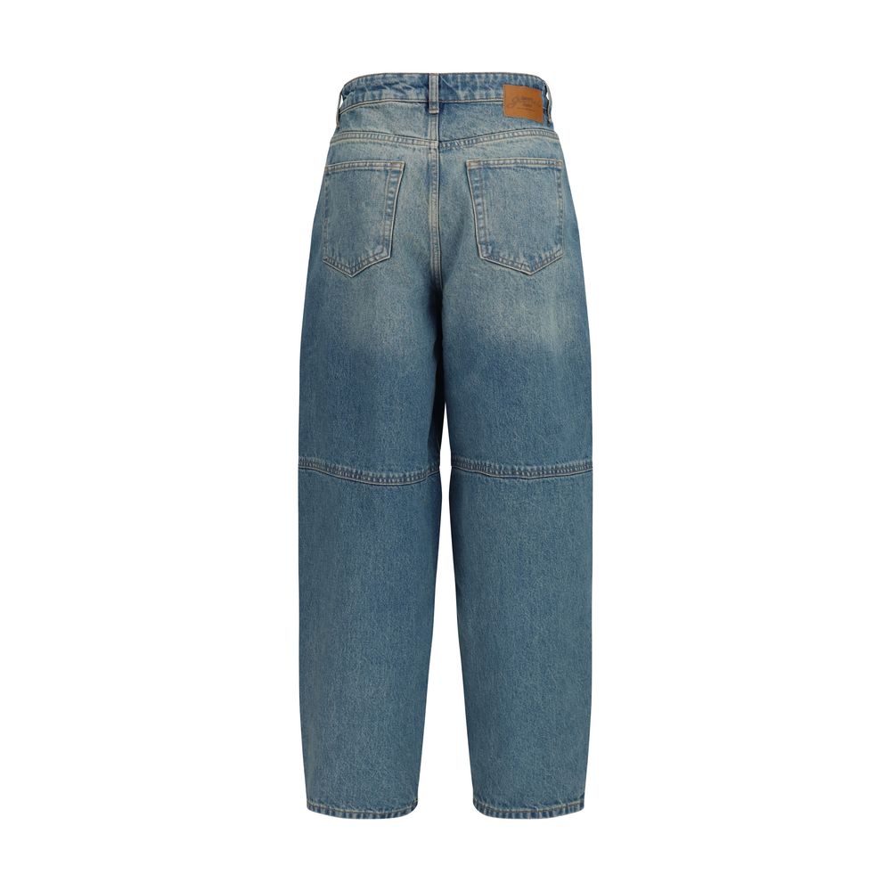 Ganni Blue Cotton Tapered Jeans | Regal Royce