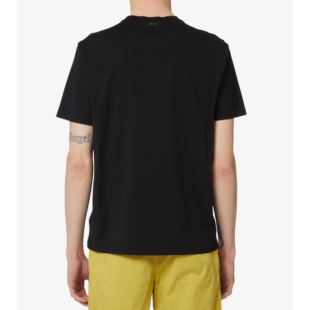 Herno Black Cotton T-Shirt | Regal Royce
