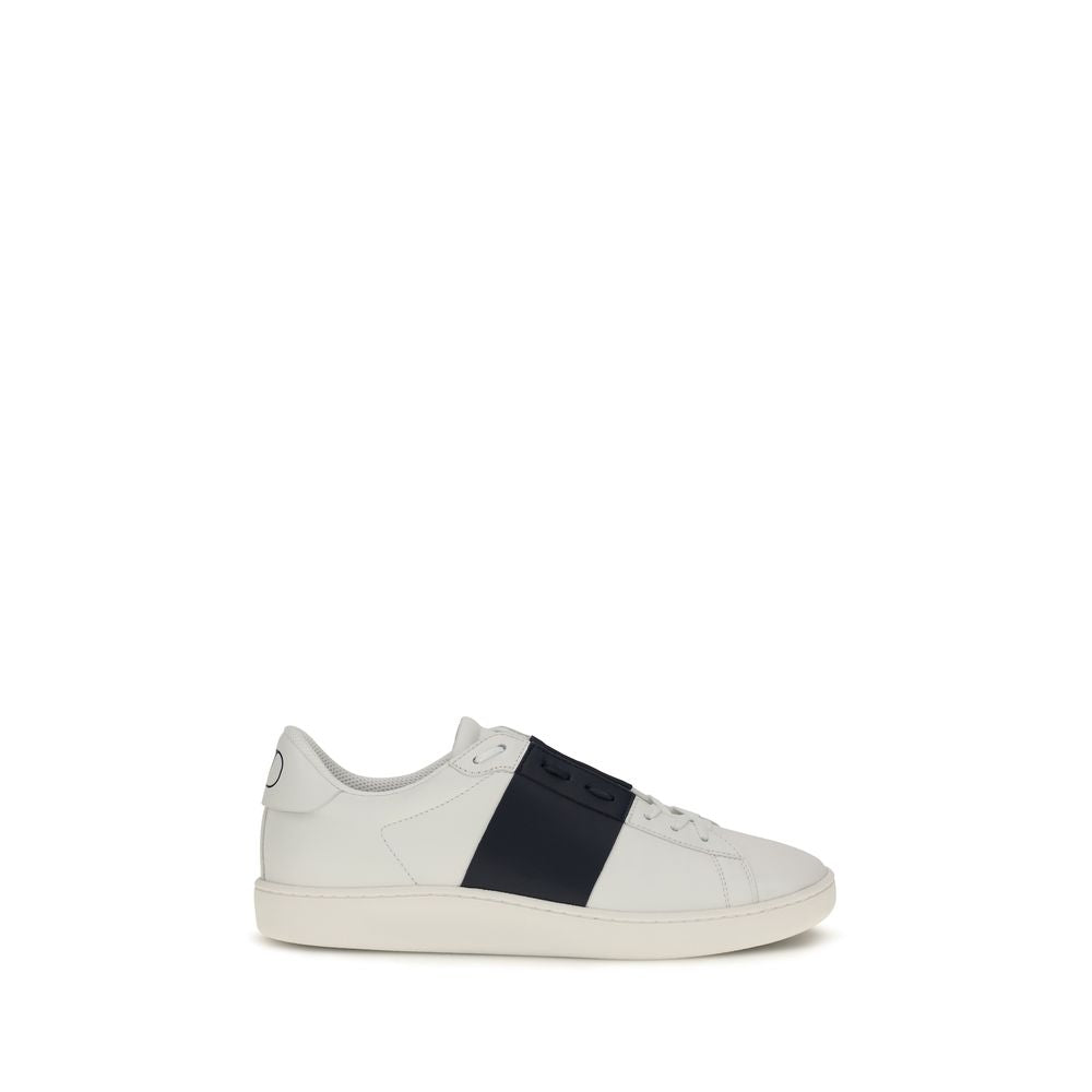 Valentino Garavani Blue Calf Leather Bos Taurus Low Top Sneakers | Regal Royce