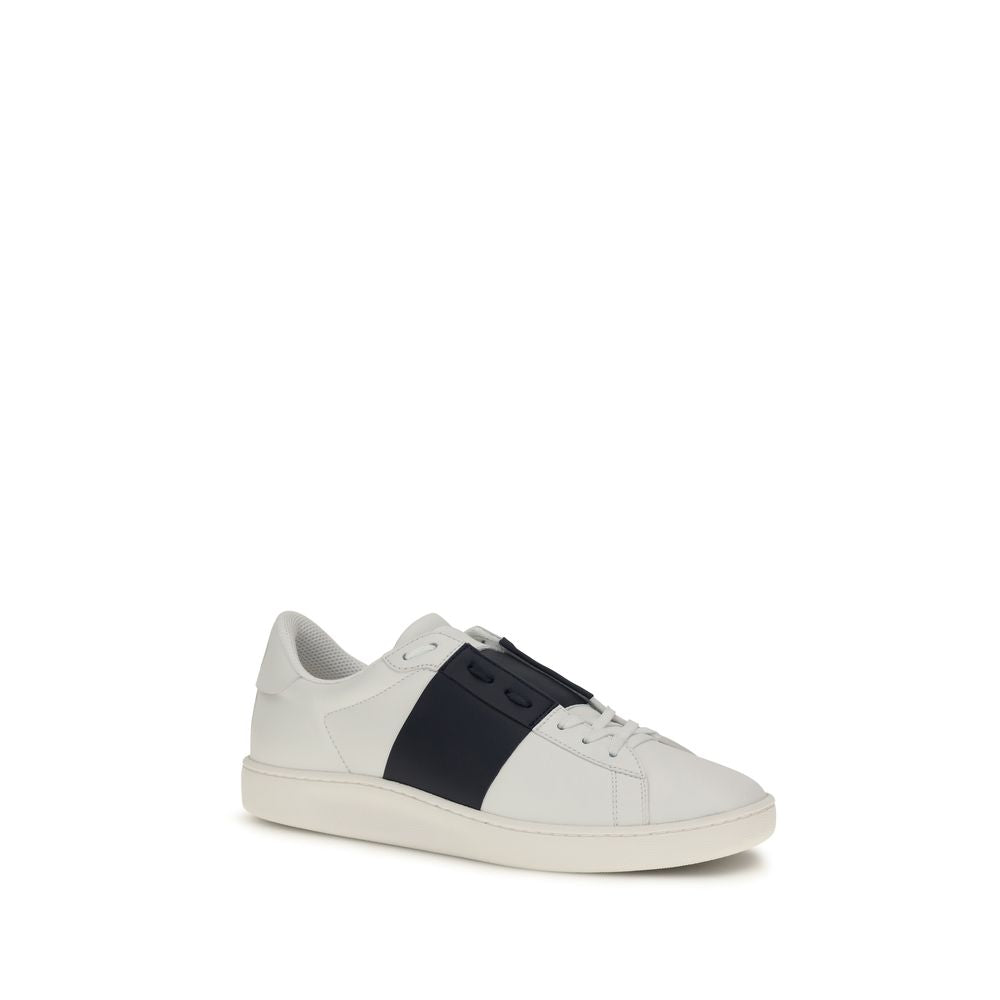 Valentino Garavani Blue Calf Leather Bos Taurus Low Top Sneakers | Regal Royce