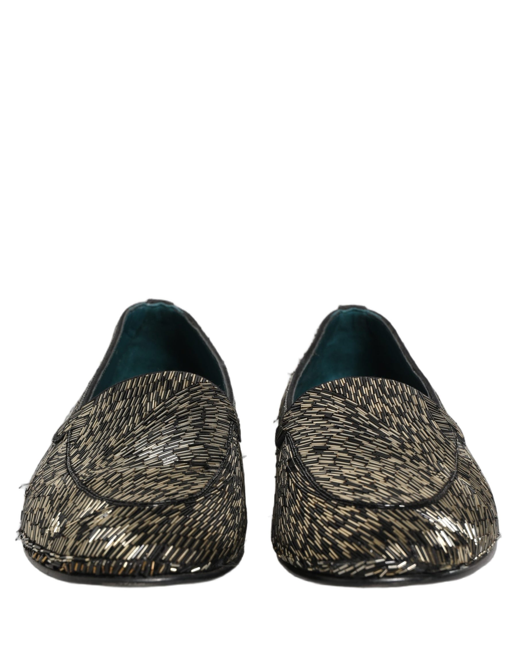 Dolce & Gabbana Black Silver Embellished Dress Loafers Shoes | Regal Royce