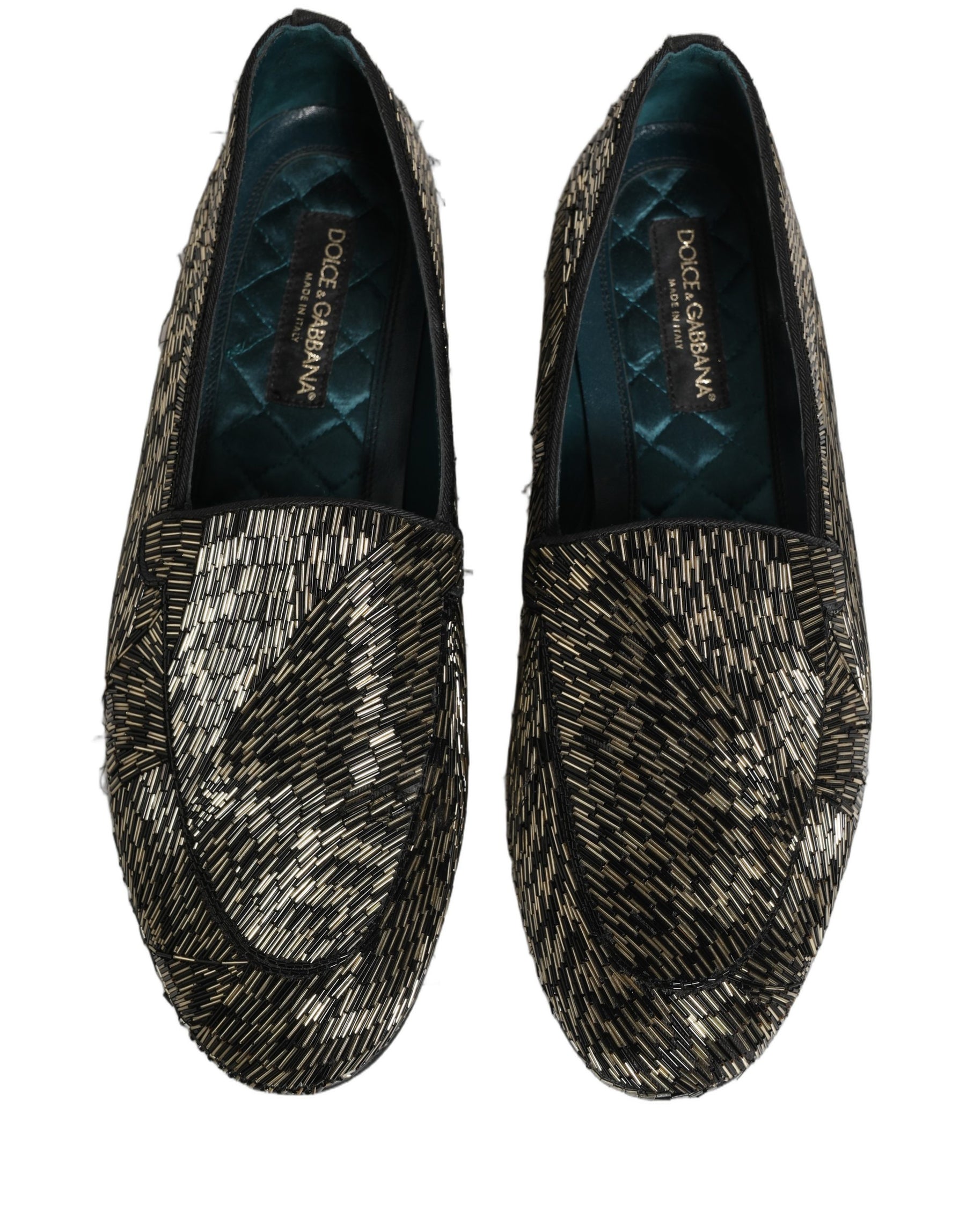 Dolce & Gabbana Black Silver Embellished Dress Loafers Shoes | Regal Royce
