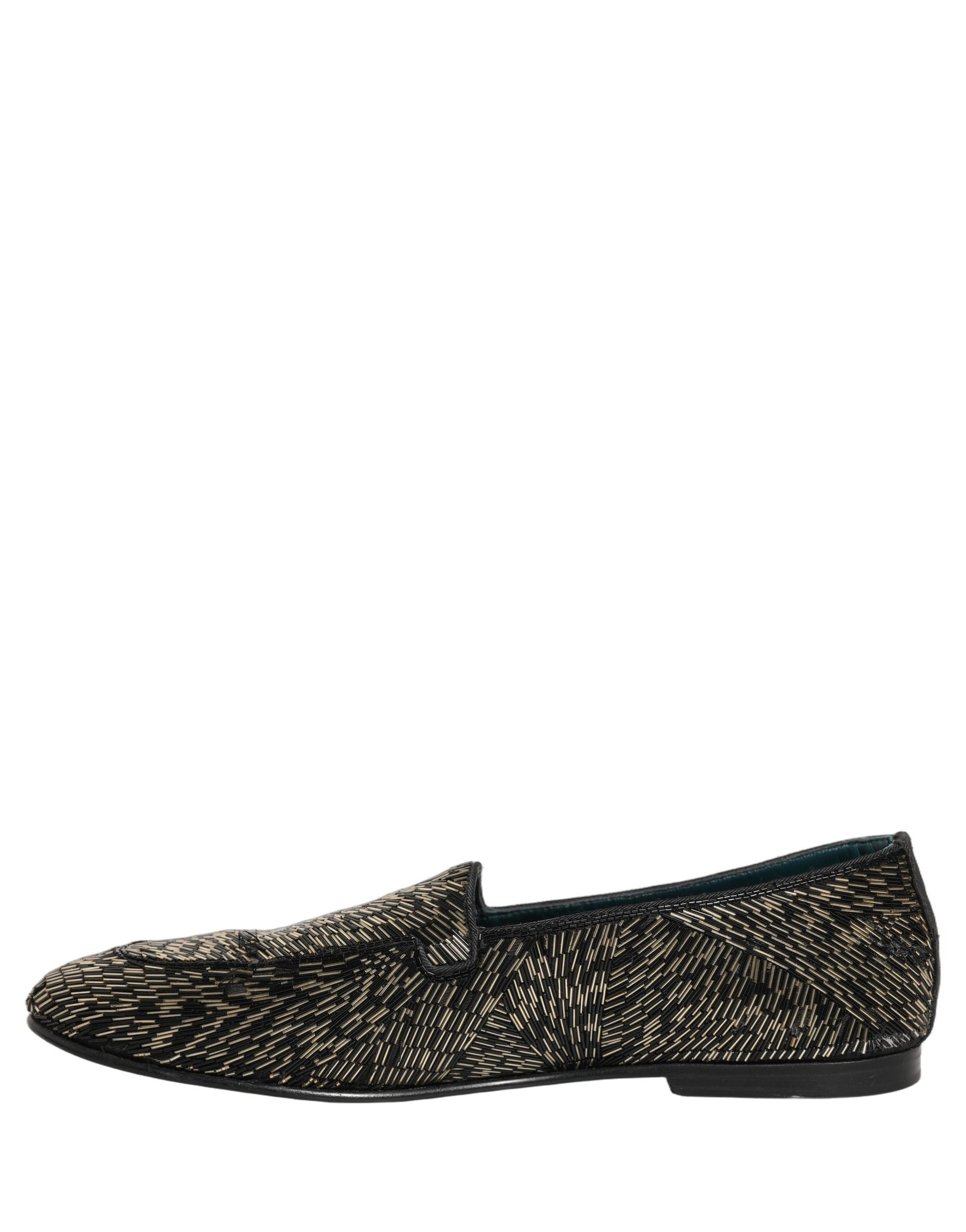 Dolce & Gabbana Black Silver Embellished Dress Loafers Shoes | Regal Royce