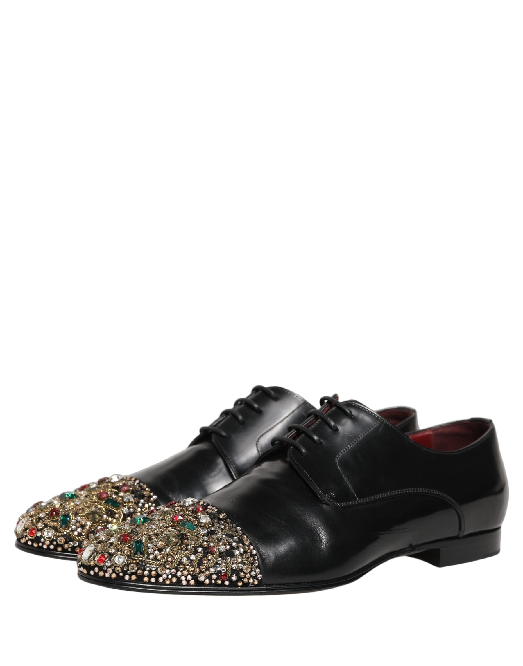 Dolce & Gabbana Black Crystals Embellished Men Derby Shoes | Regal Royce