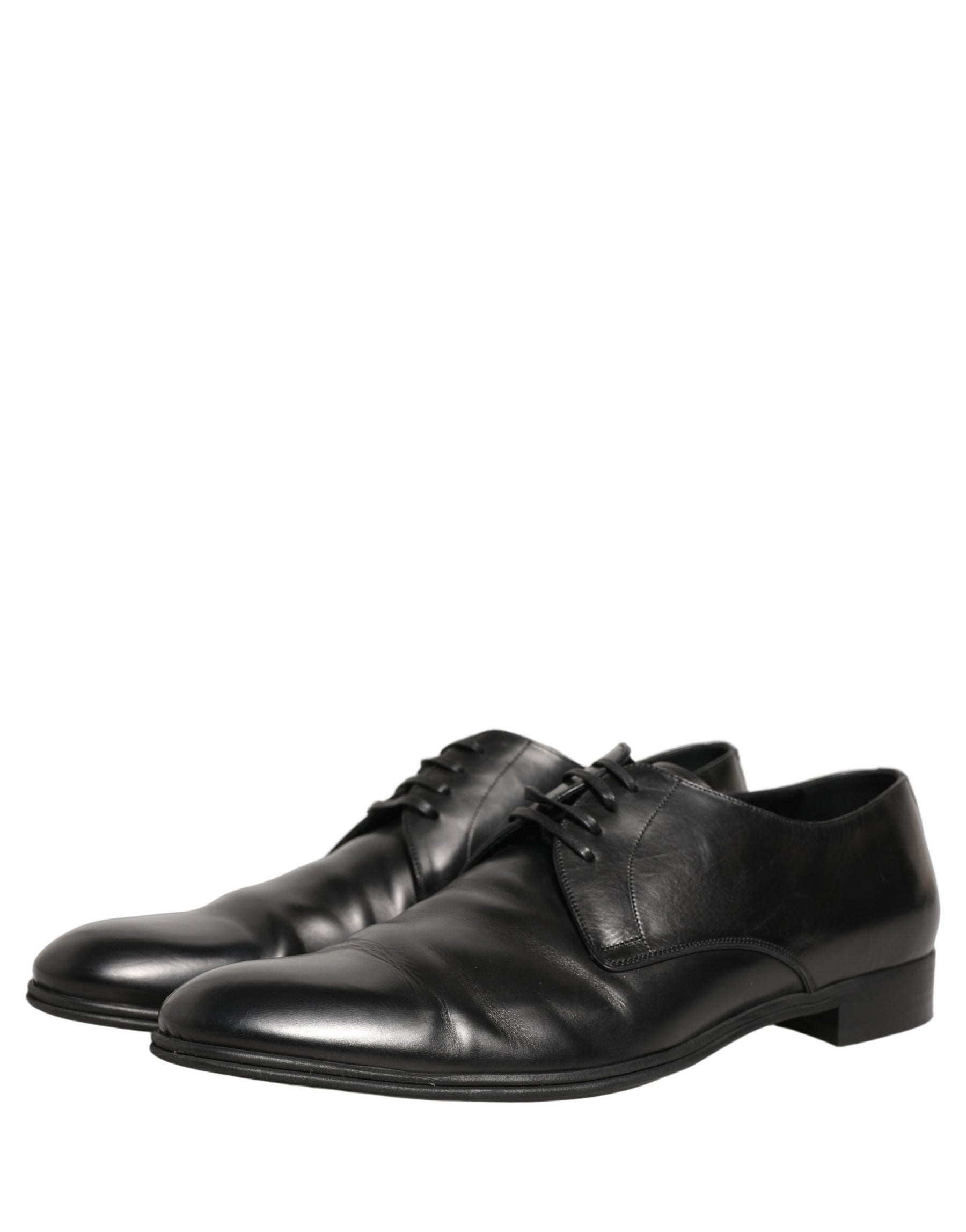 Dolce & Gabbana Black Leather Men Derby Dress Formal Shoes | Regal Royce