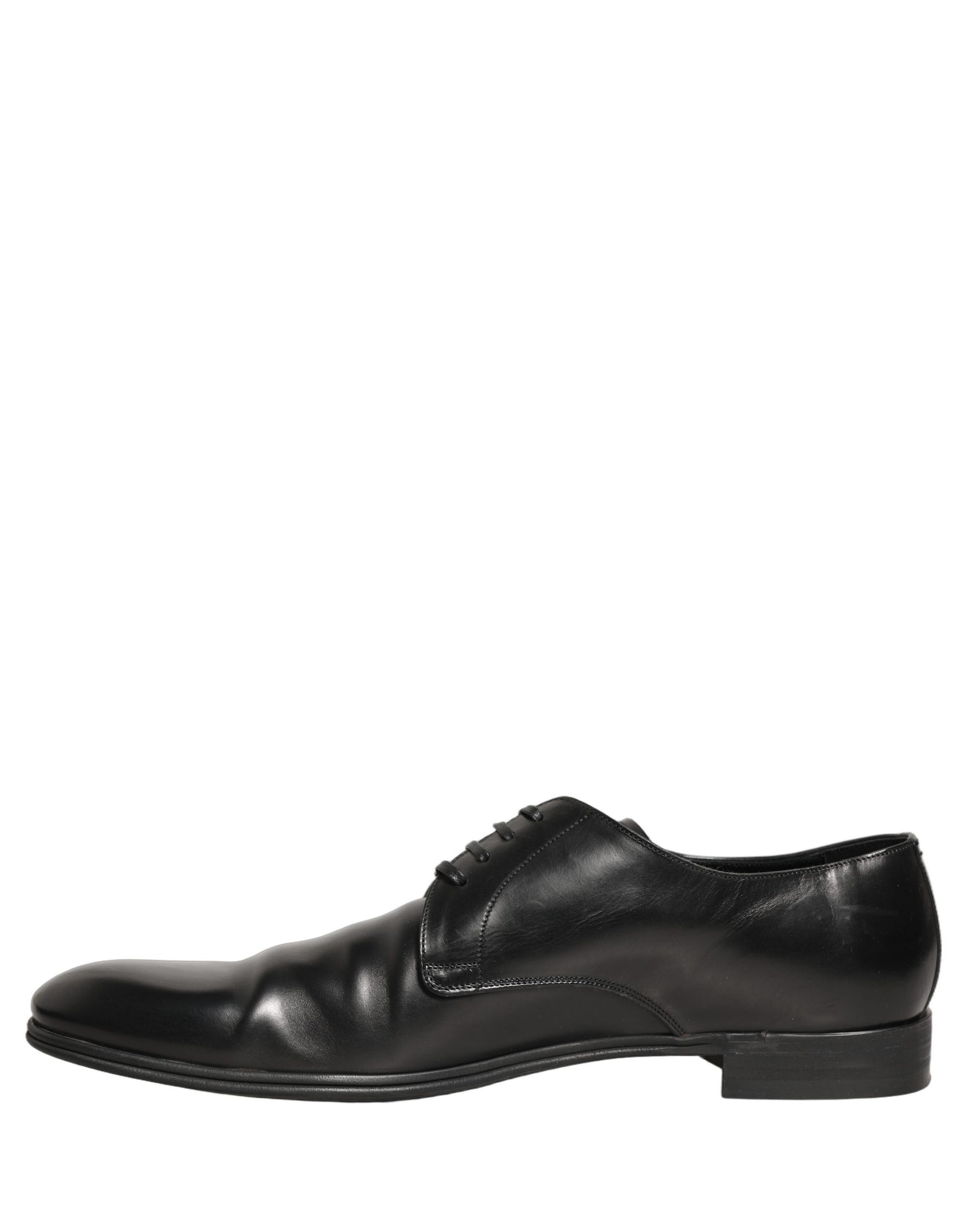 Dolce & Gabbana Black Leather Men Derby Dress Formal Shoes | Regal Royce