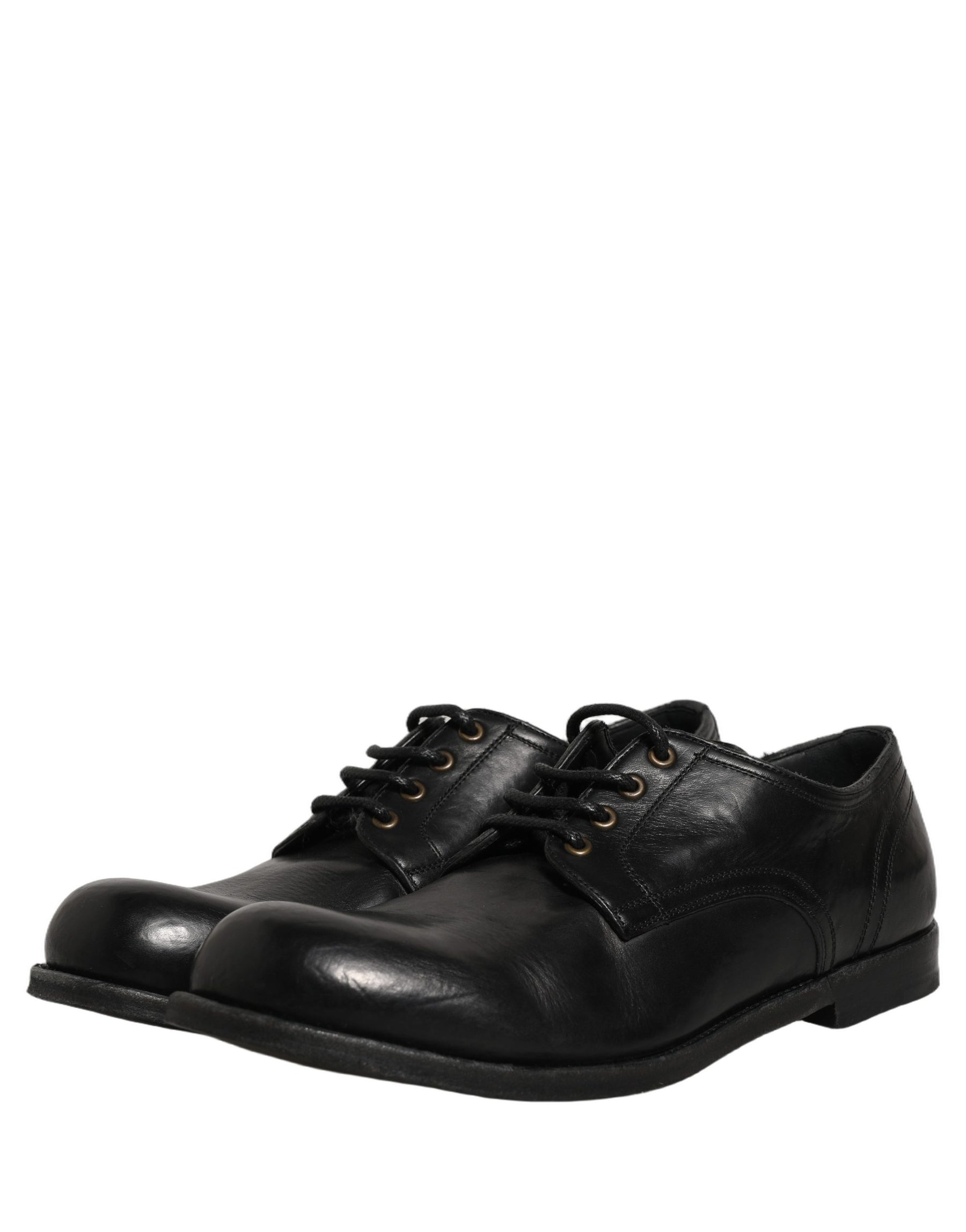 Dolce & Gabbana Black Leather Men Derby Dress Formal Shoes | Regal Royce
