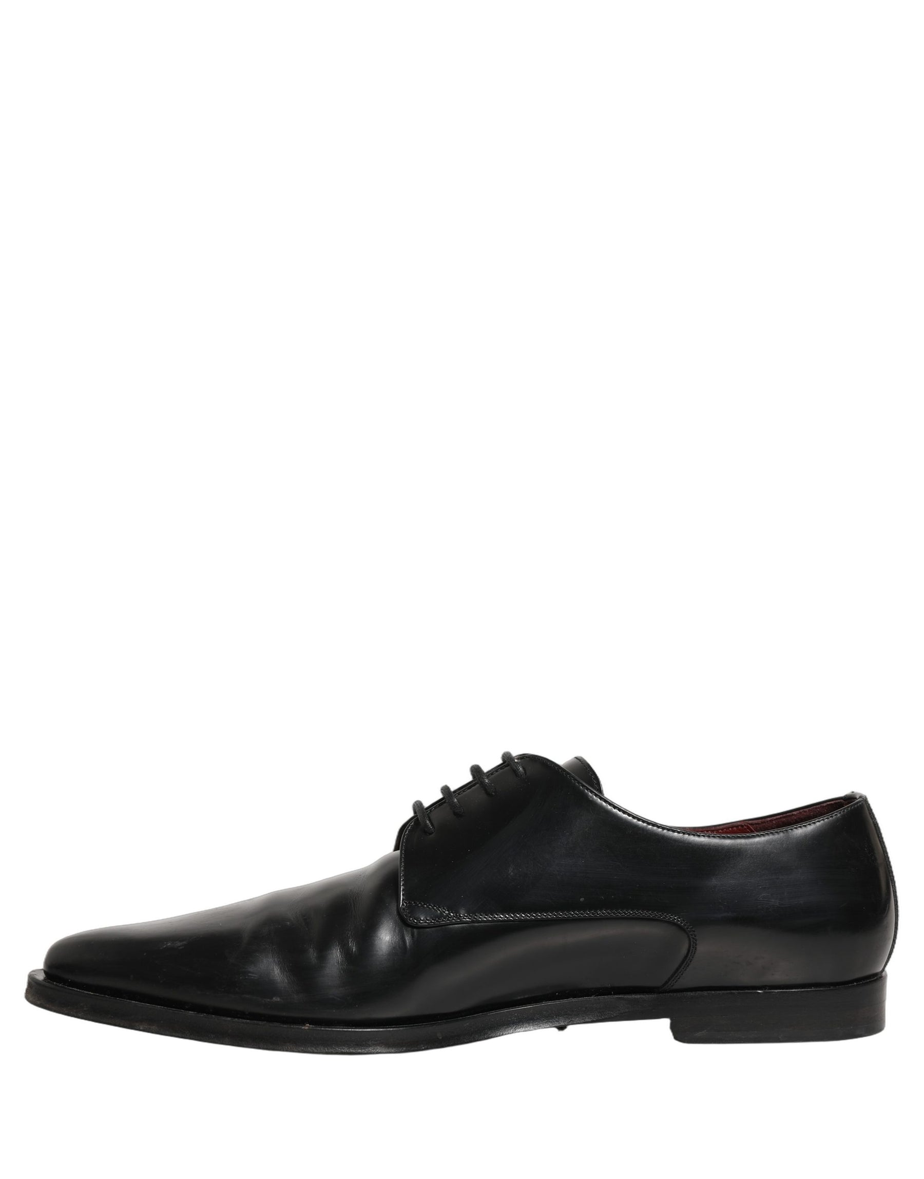 Dolce & Gabbana Black Leather Men Derby Dress Formal Shoes | Regal Royce
