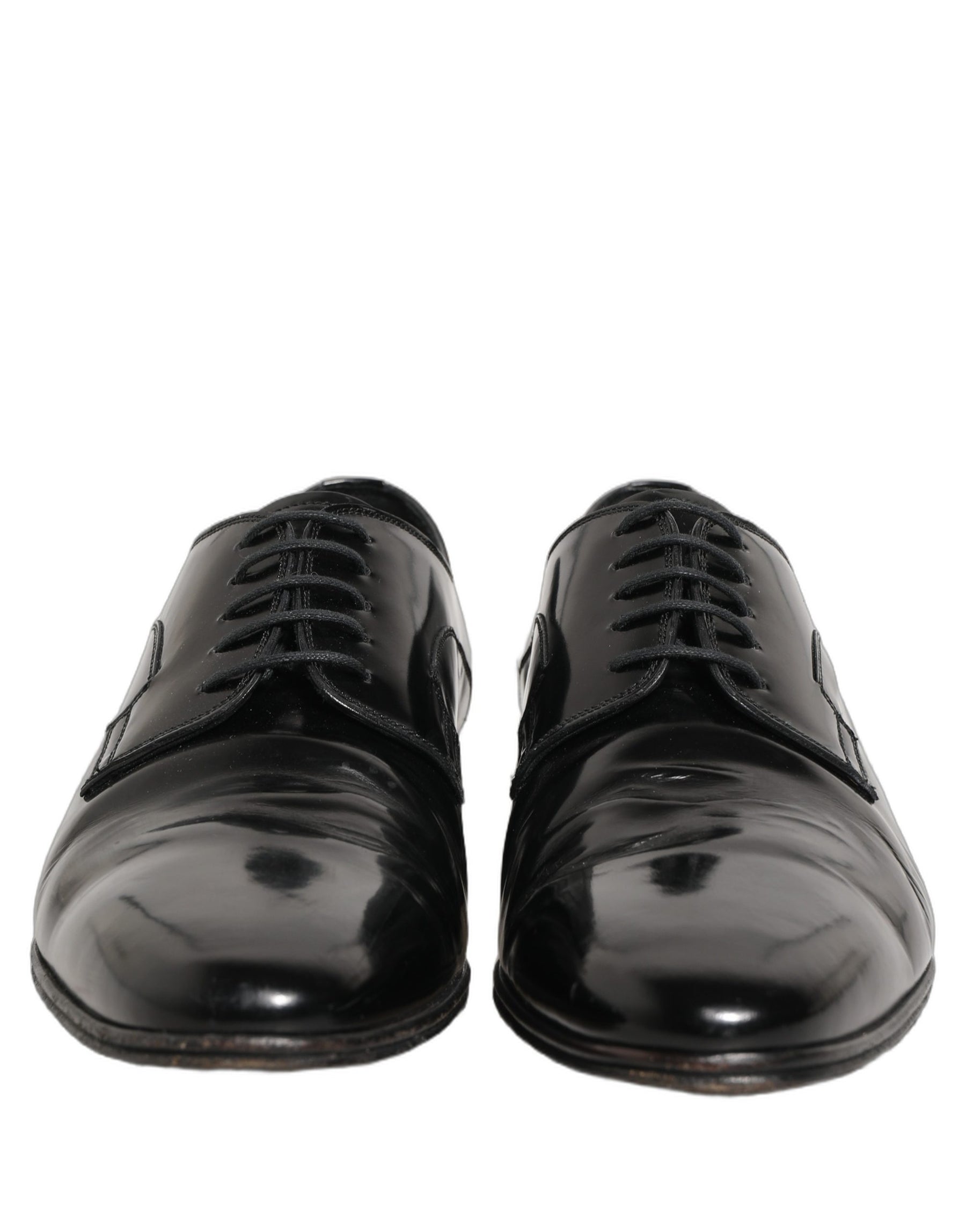 Dolce & Gabbana Black Leather Men Derby Dress Formal Shoes | Regal Royce