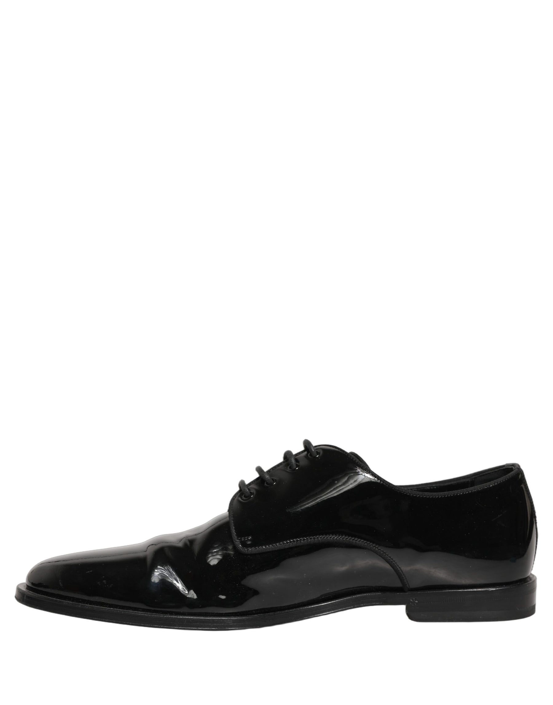 Dolce & Gabbana Black Leather Men Derby Dress Formal Shoes | Regal Royce