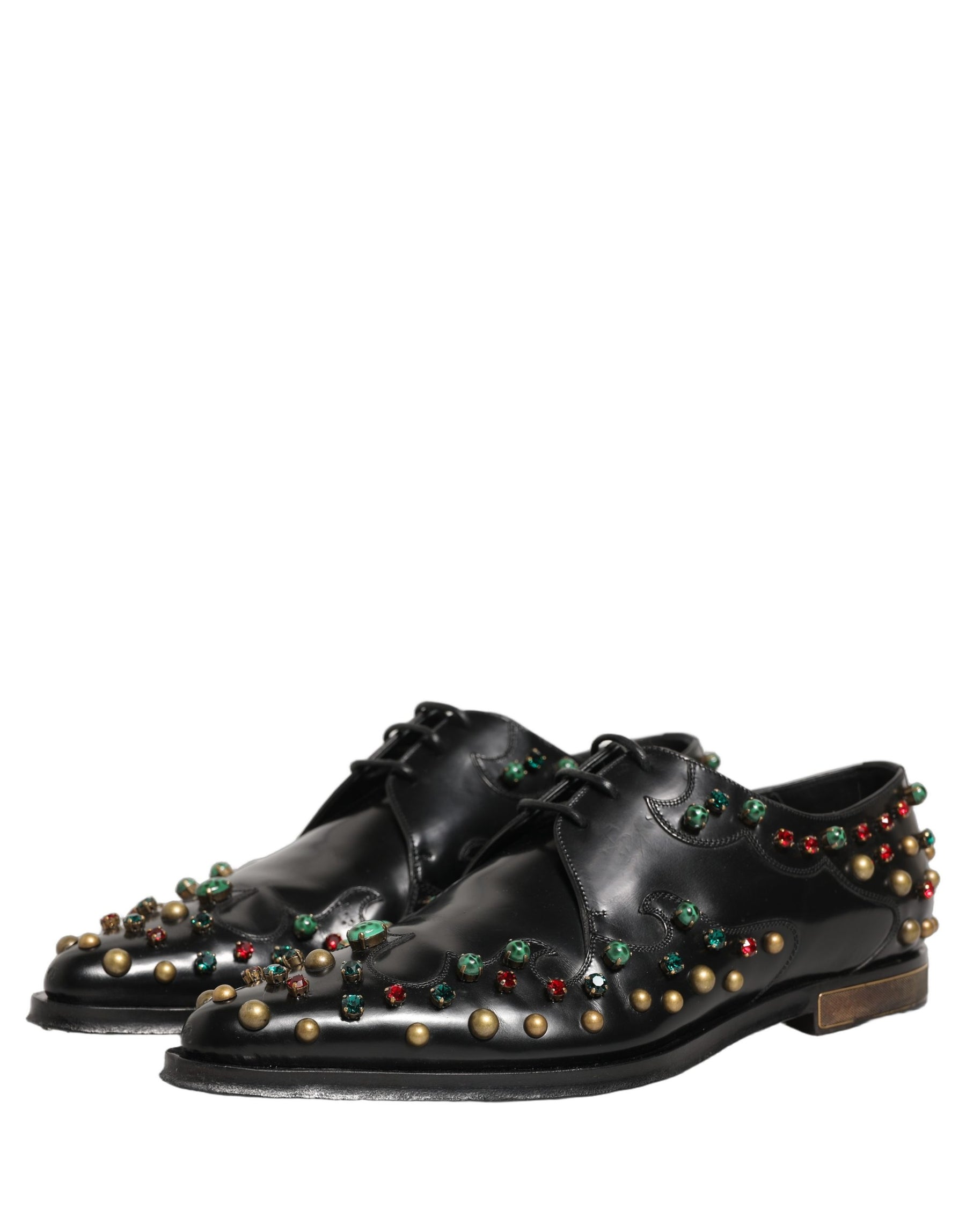 Dolce & Gabbana Black Leather Derby Dress Studded Formal Shoes | Regal Royce