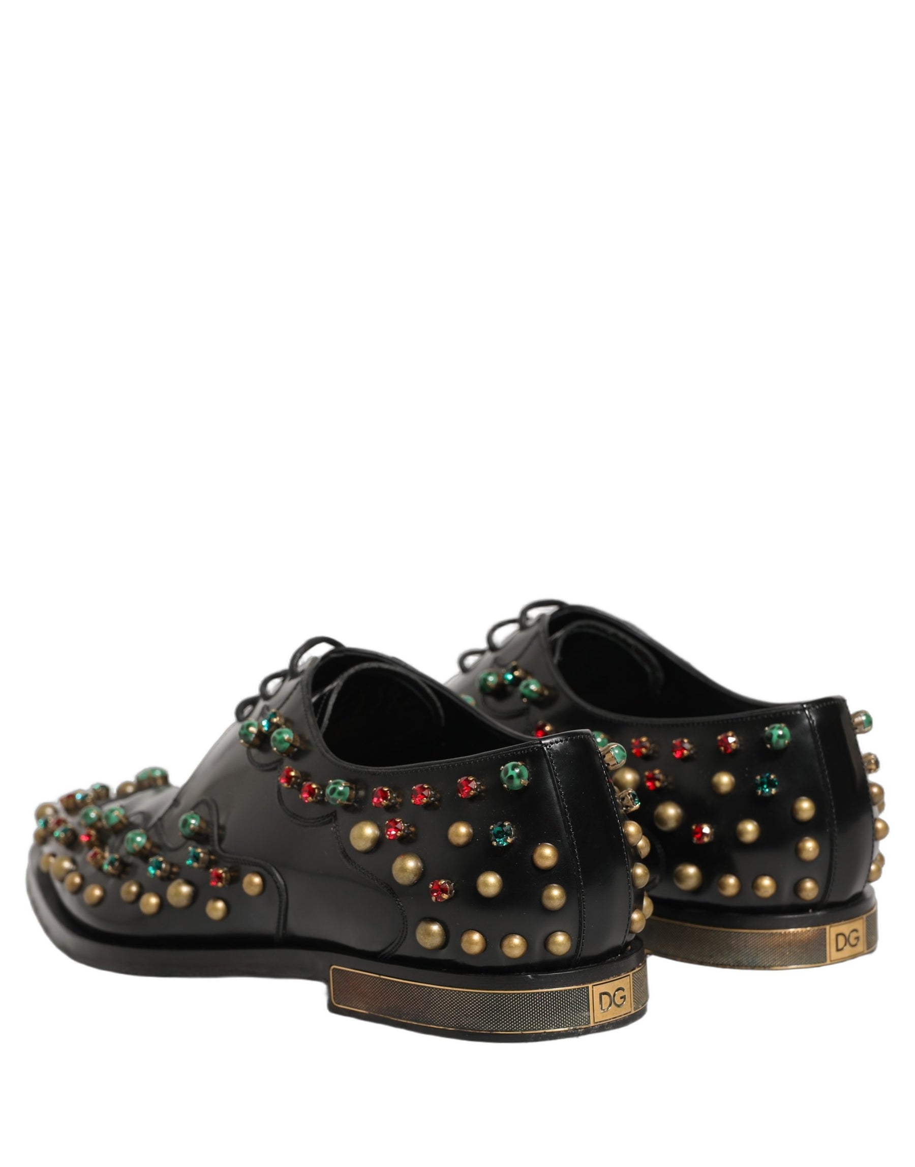 Dolce & Gabbana Black Leather Derby Dress Studded Formal Shoes | Regal Royce
