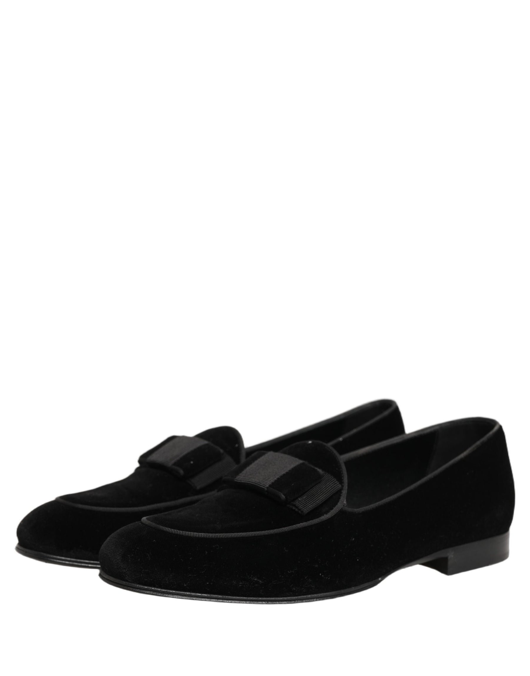 Dolce & Gabbana Black Velvet Loafers Formal Men Dress Shoes | Regal Royce