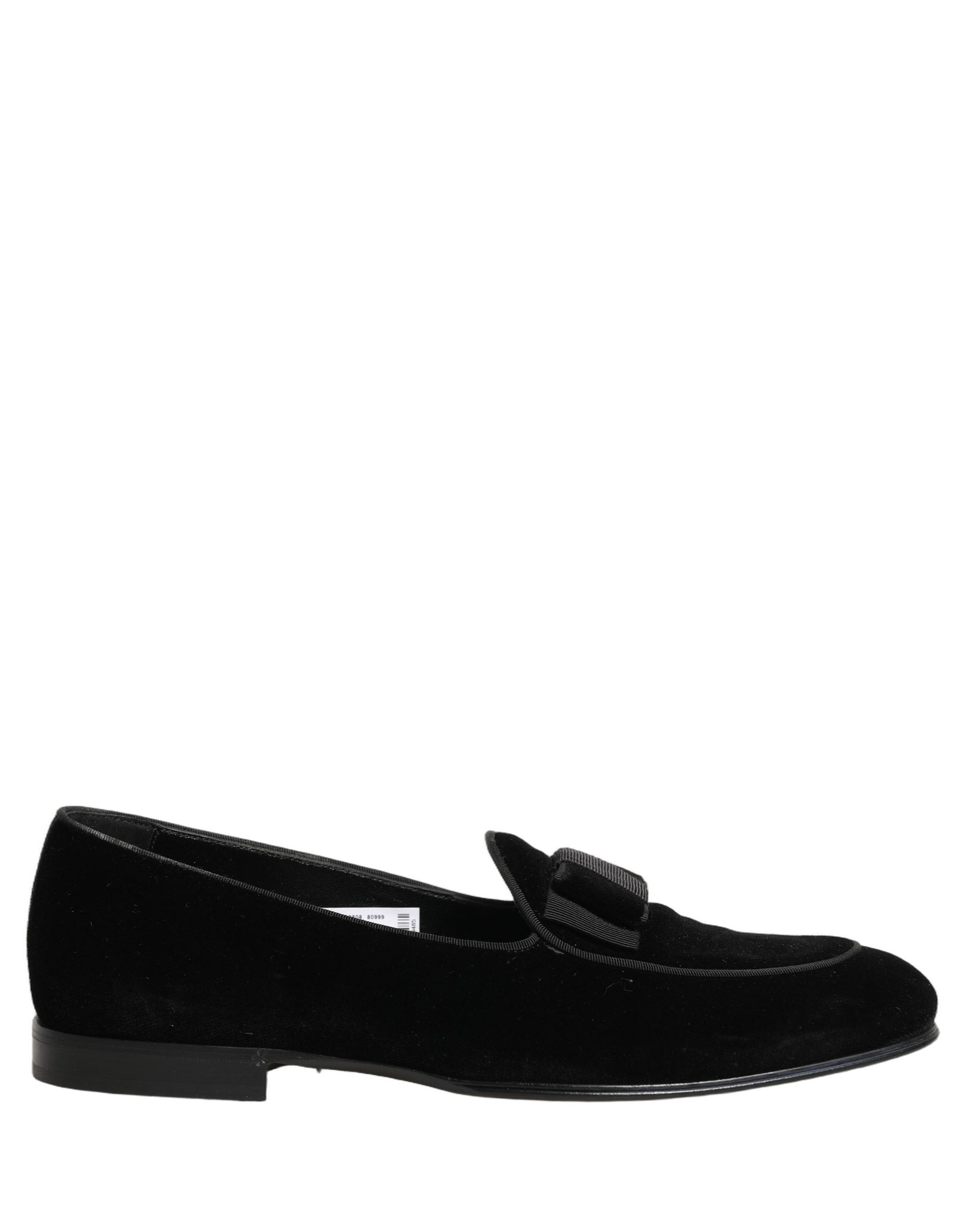 Dolce & Gabbana Black Velvet Loafers Formal Men Dress Shoes | Regal Royce