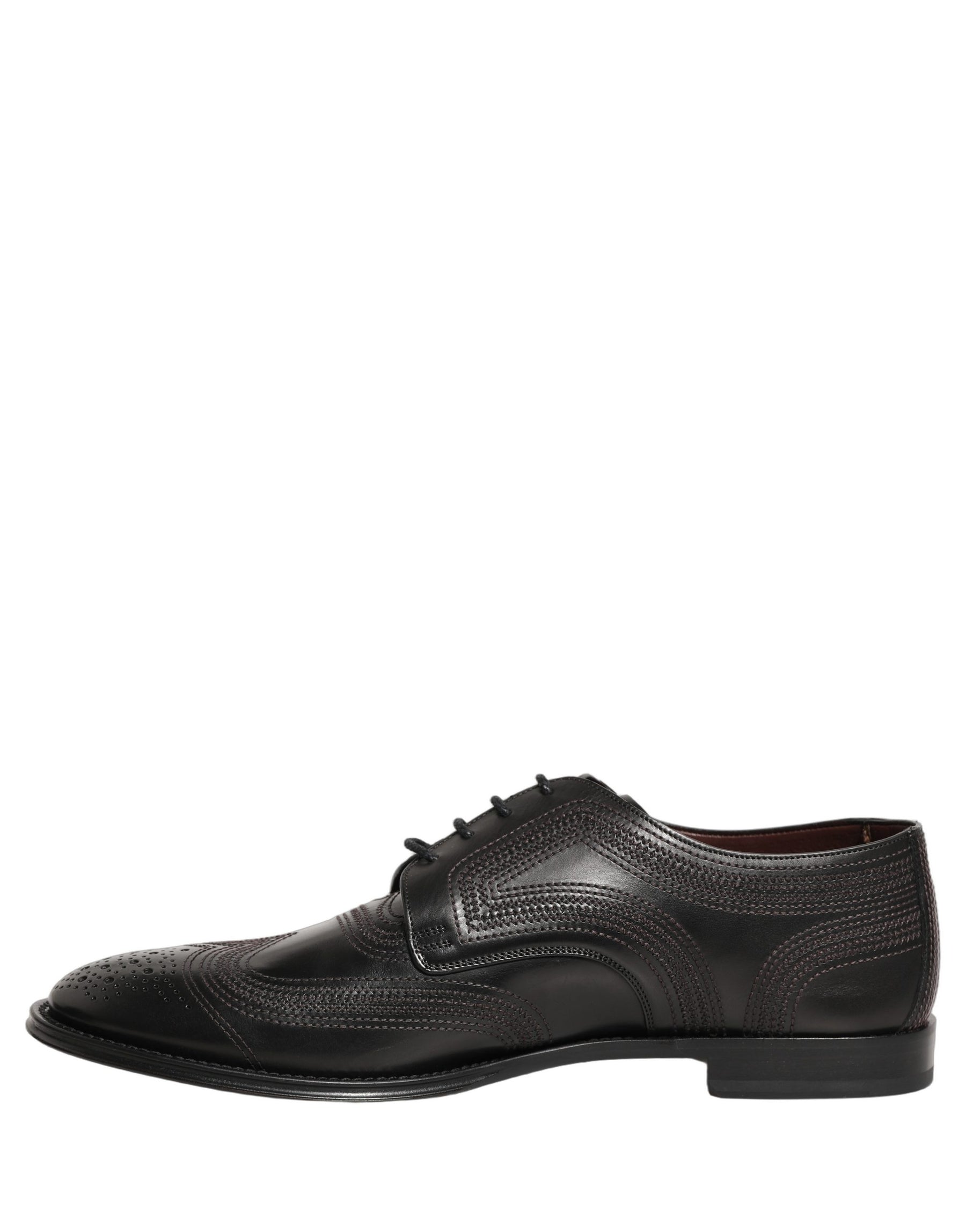 Dolce & Gabbana Black Embroidered Leather Derby Dress Shoes | Regal Royce