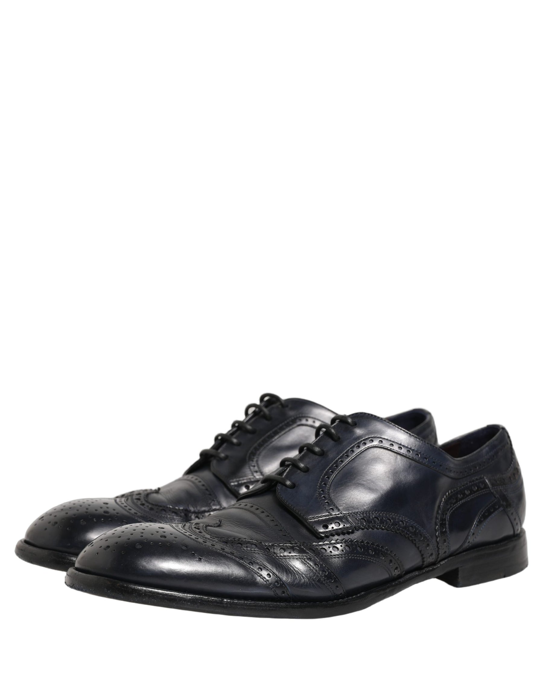 Dolce & Gabbana Blue Leather Derby Wingtip Formal Shoes | Regal Royce
