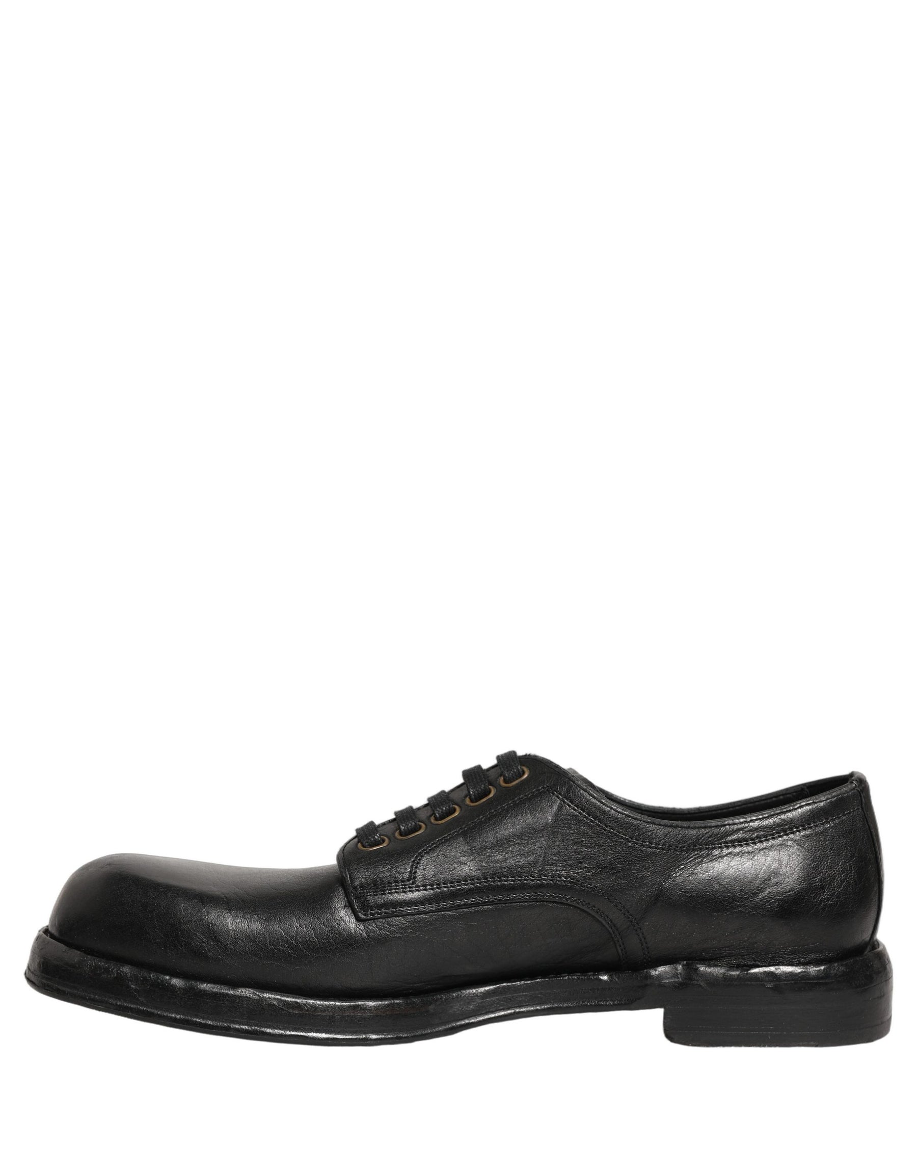 Dolce & Gabbana Black Leather Lace Up Derby Dress Men Shoes | Regal Royce