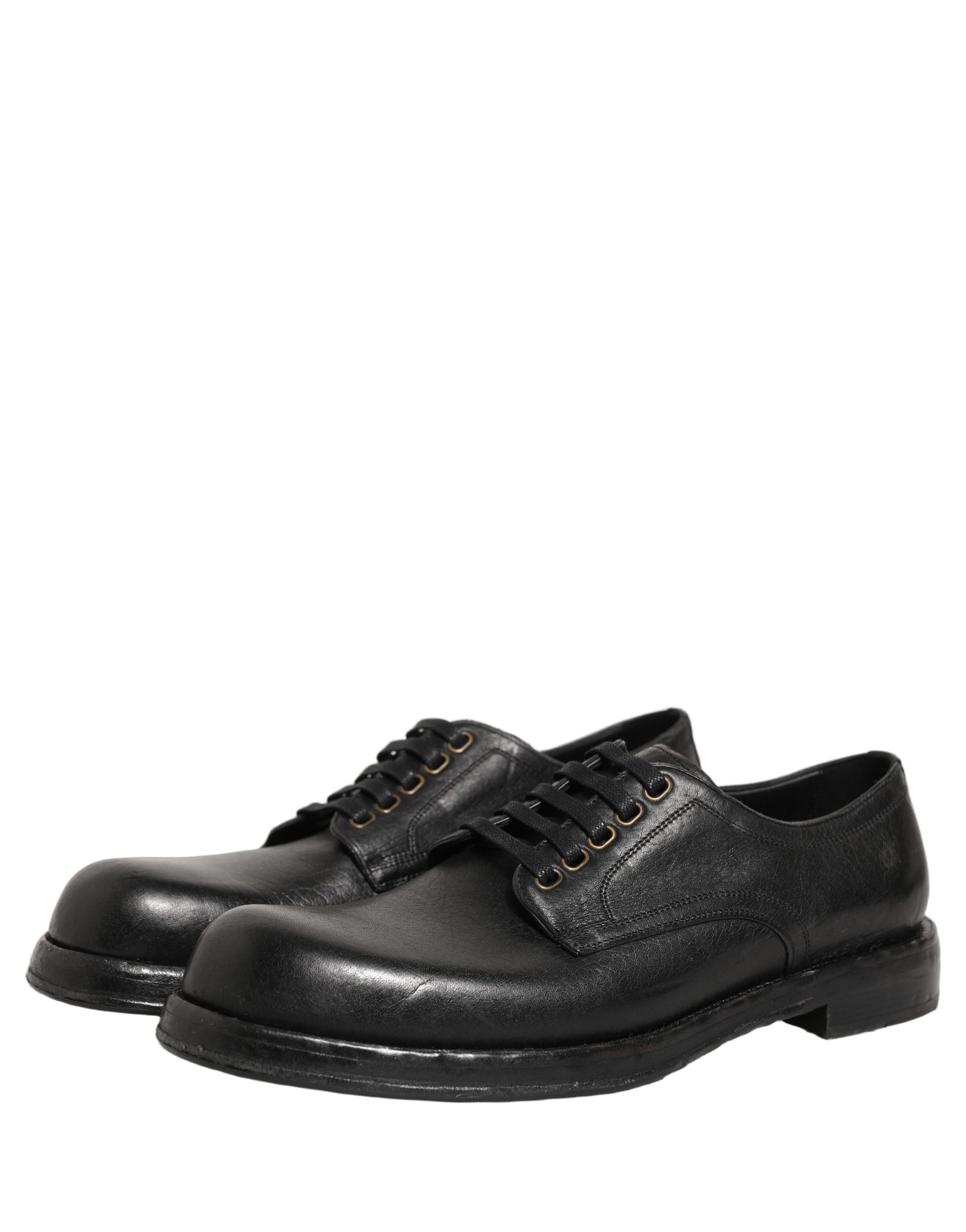 Dolce & Gabbana Black Leather Lace Up Derby Dress Men Shoes | Regal Royce