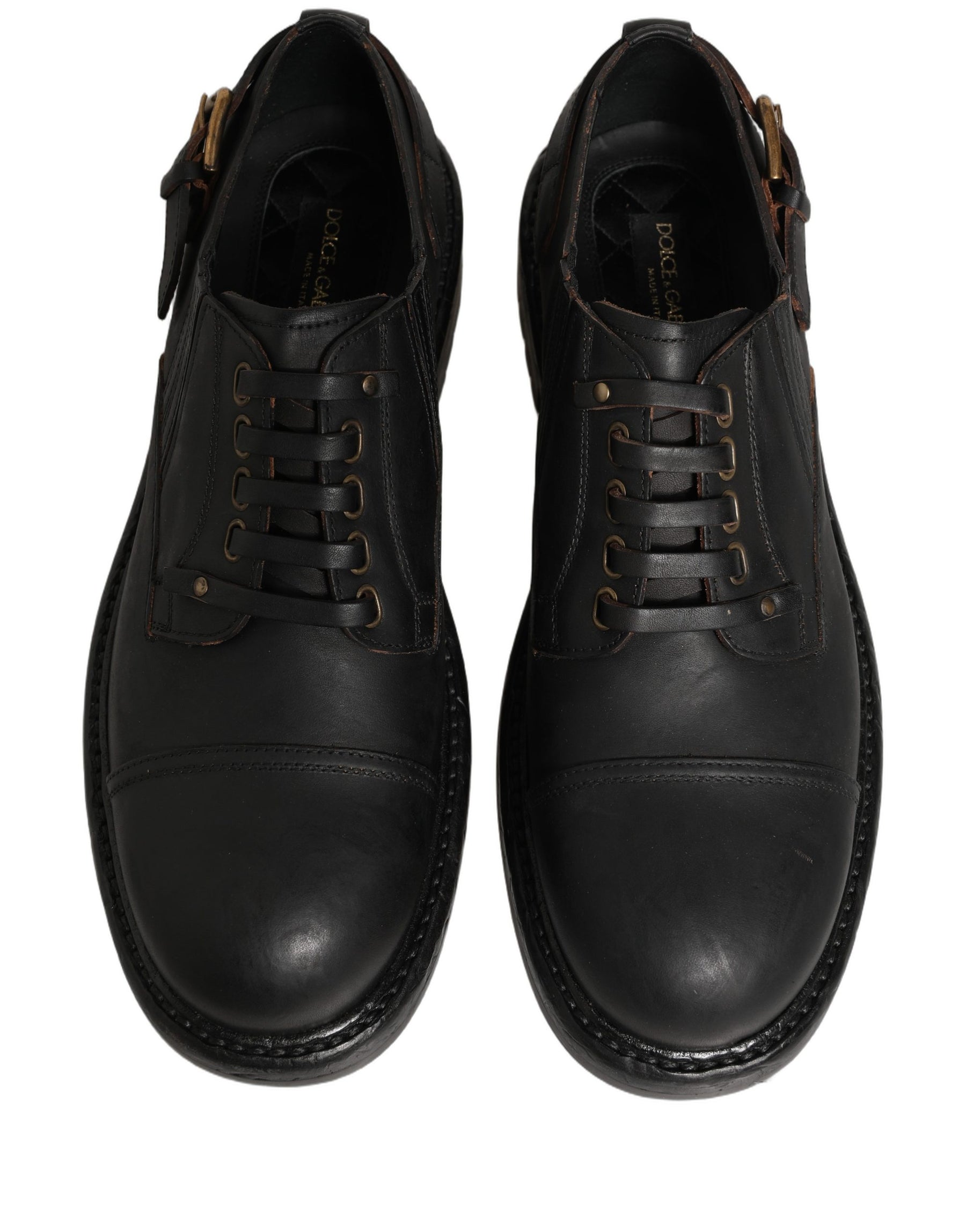 Dolce & Gabbana Dress Black Leather Lace Up Derby Men Shoes | Regal Royce