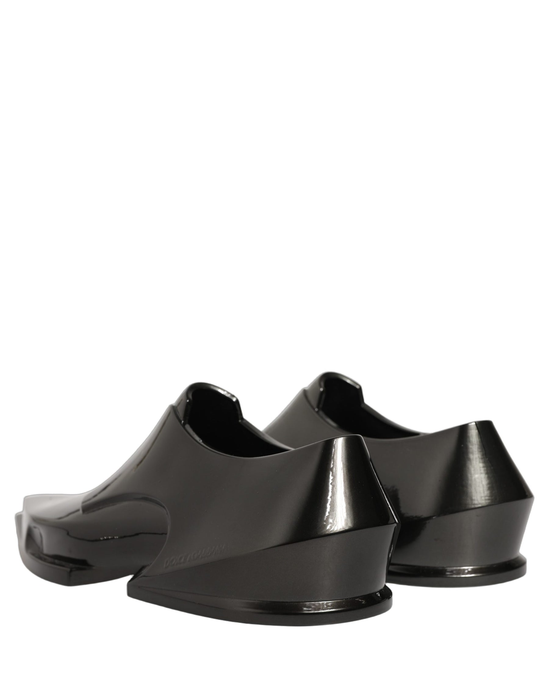 Dolce & Gabbana Dress Shiny Black Slip On Plastic Dress Shoes | Regal Royce