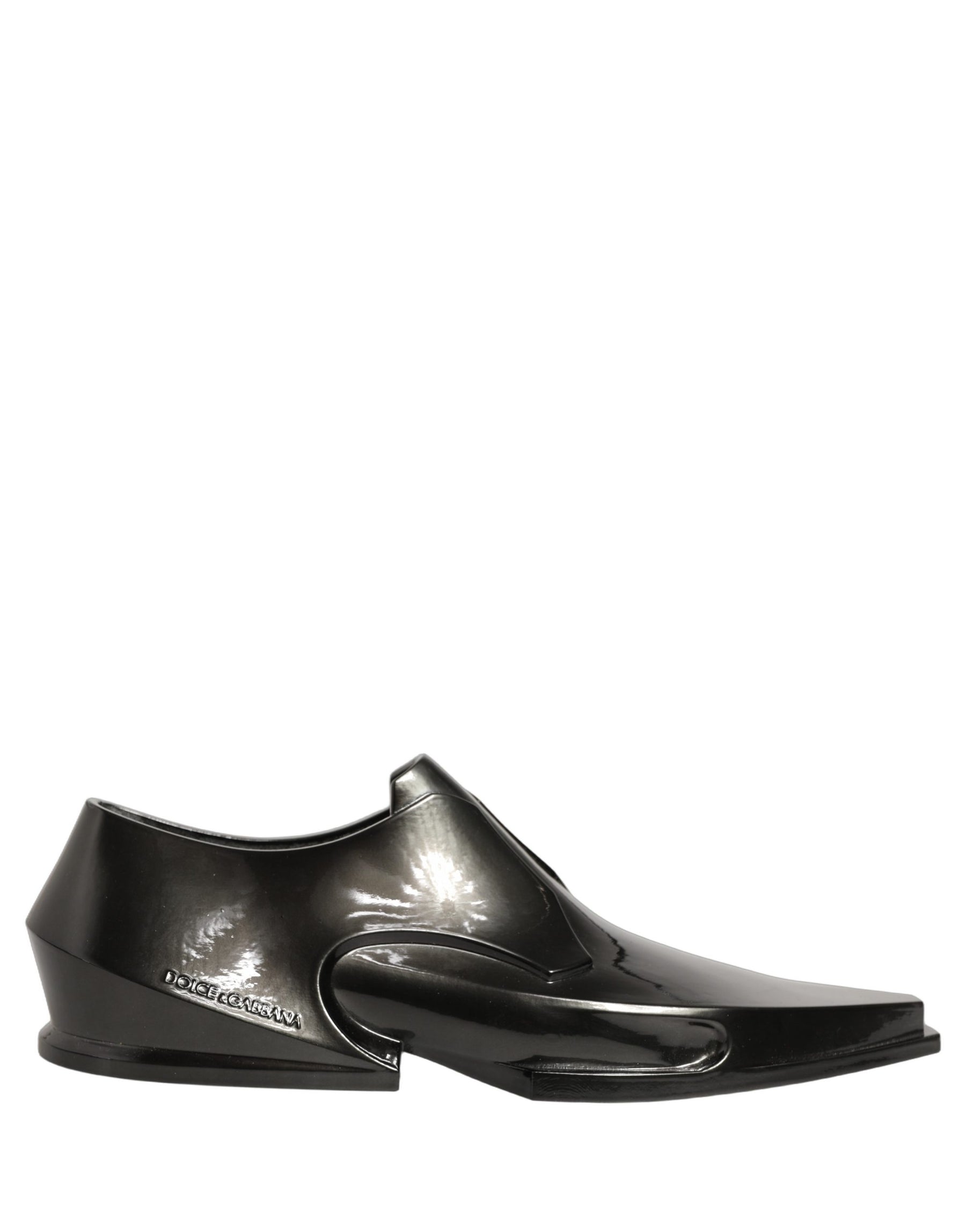 Dolce & Gabbana Dress Shiny Black Slip On Plastic Dress Shoes | Regal Royce