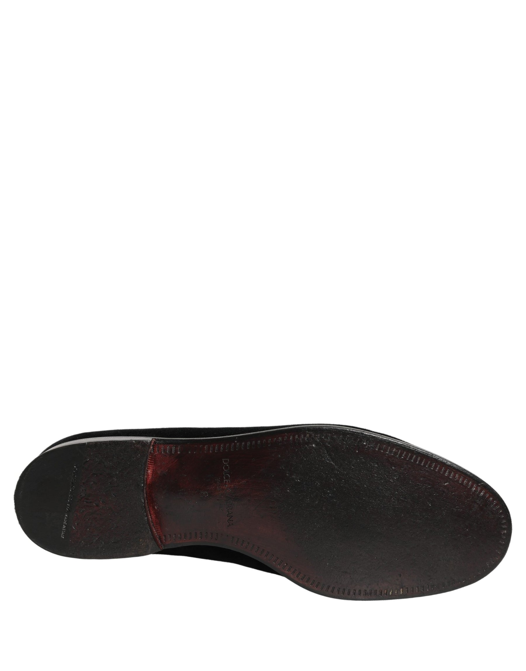 Dolce & Gabbana Black Velvet Cotton Loafers Formal Dress Shoes | Regal Royce