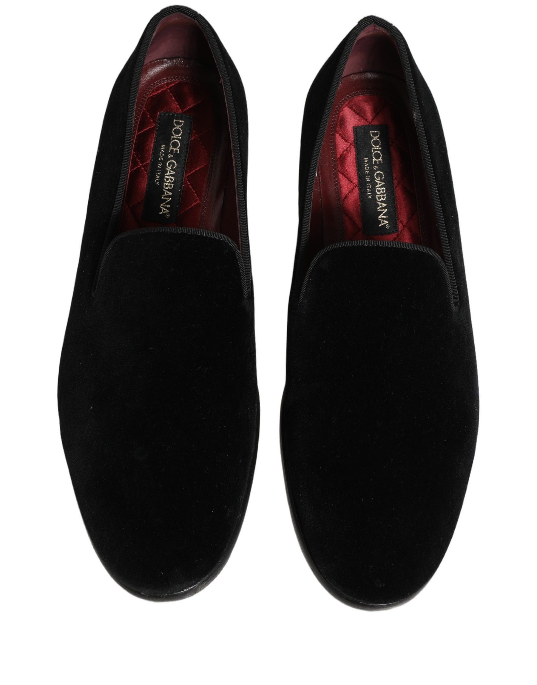 Dolce & Gabbana Black Velvet Cotton Loafers Formal Dress Shoes | Regal Royce
