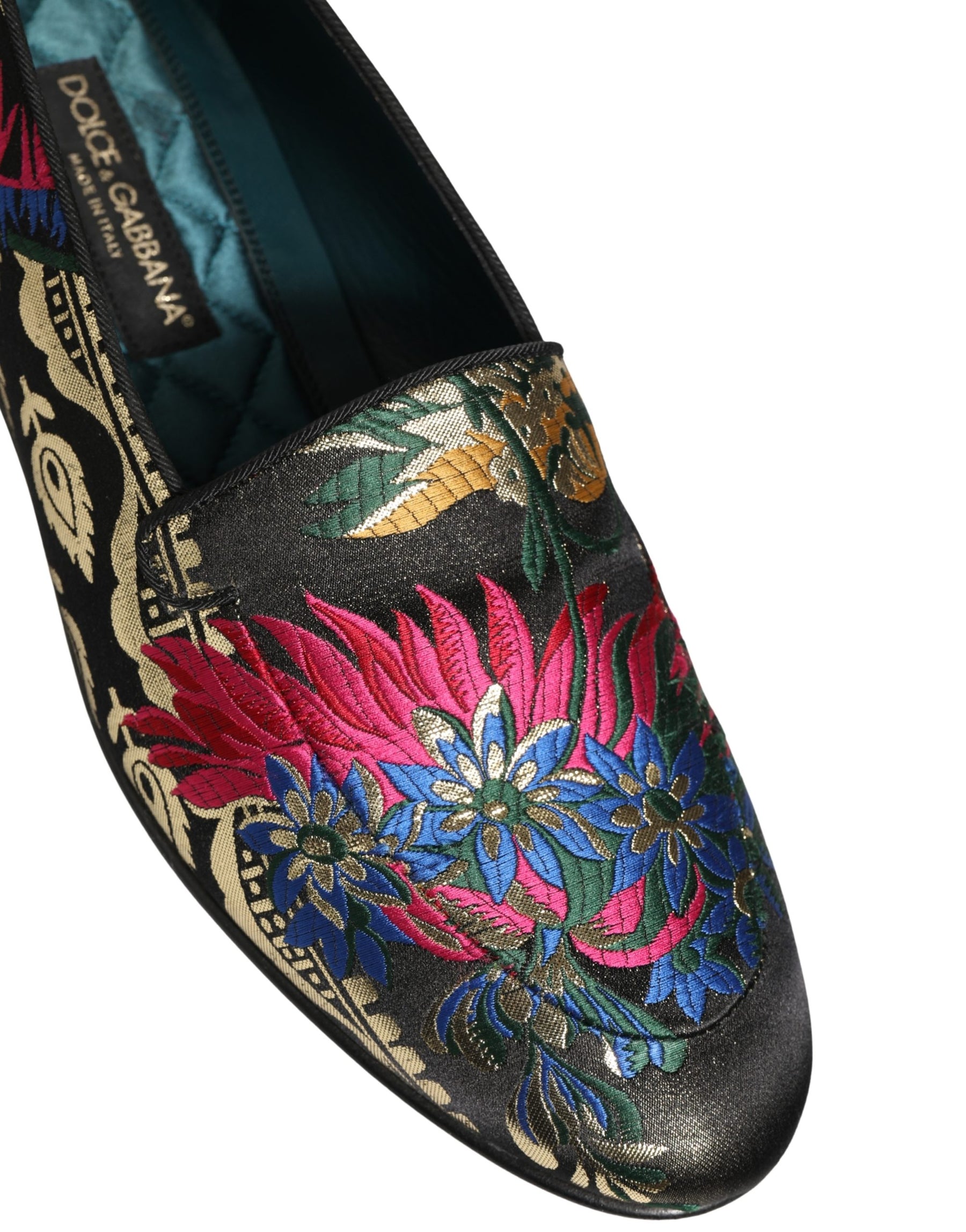Dolce & Gabbana Black Jacquard Floral Loafers Men Dress Shoes | Regal Royce