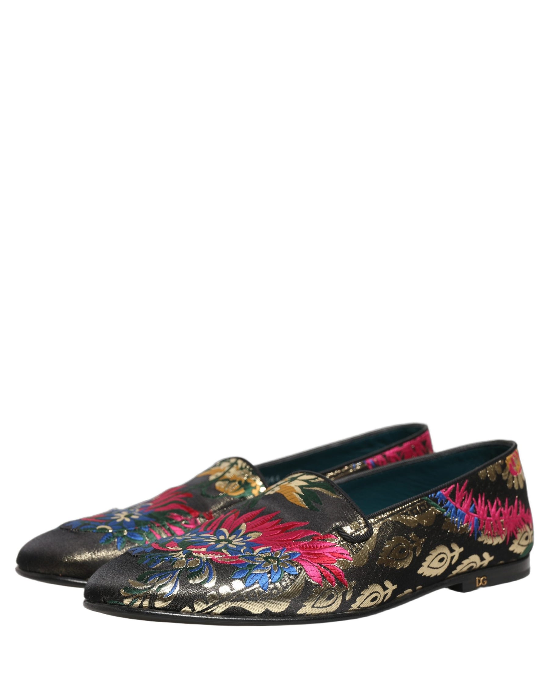 Dolce & Gabbana Black Jacquard Floral Loafers Men Dress Shoes | Regal Royce