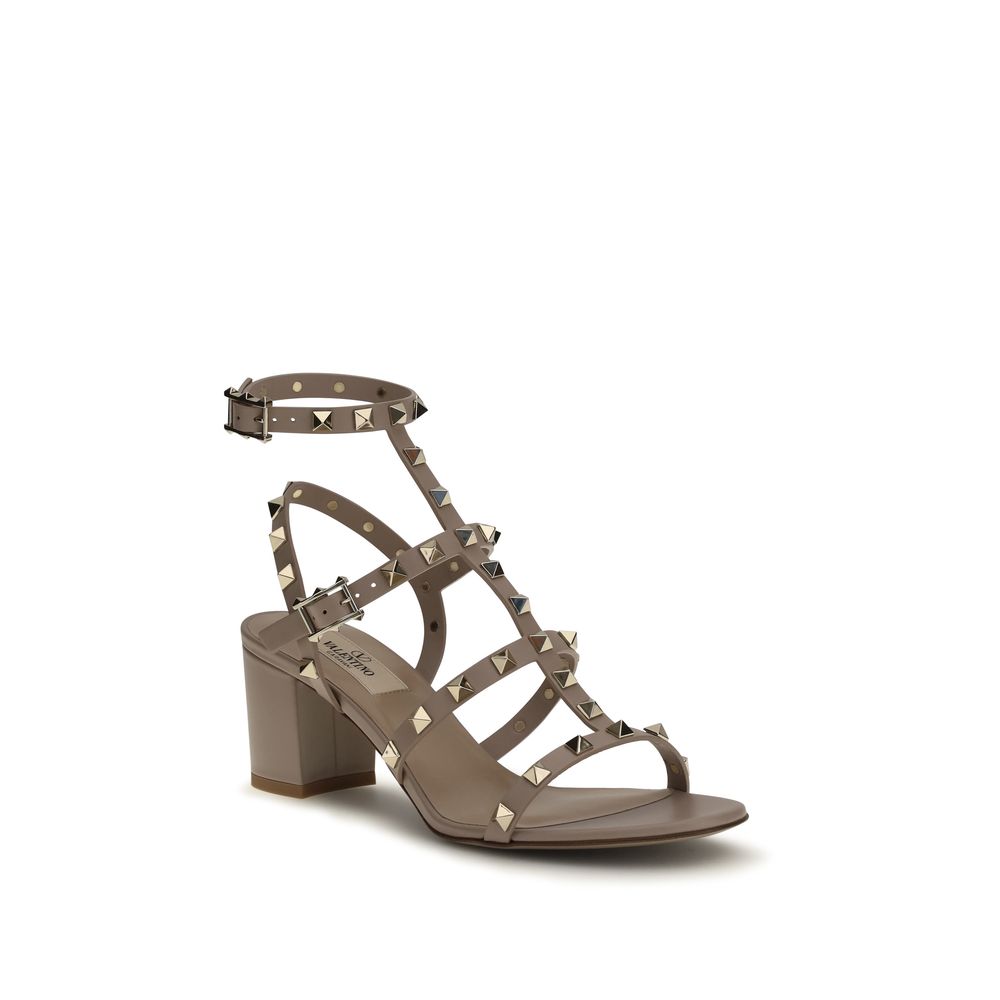 Valentino Garavani Beige Calf Leather Bos Taurus Strap-On Sandals | Regal Royce