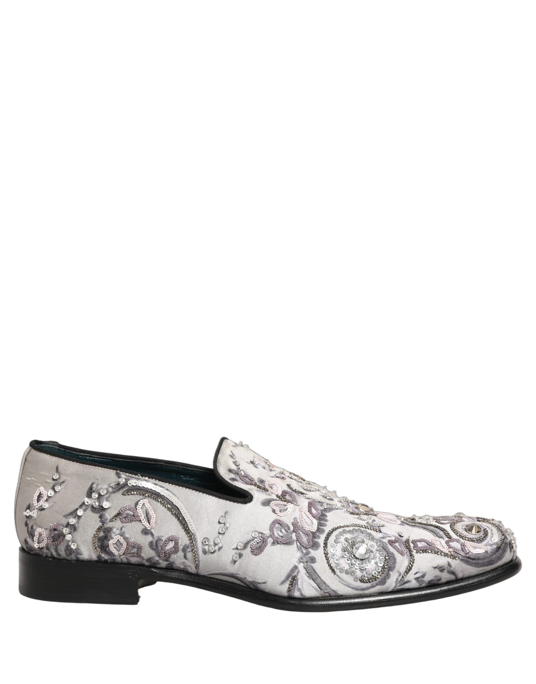 Dolce & Gabbana White Sequined Formal Slip On Loafers Shoes | Regal Royce