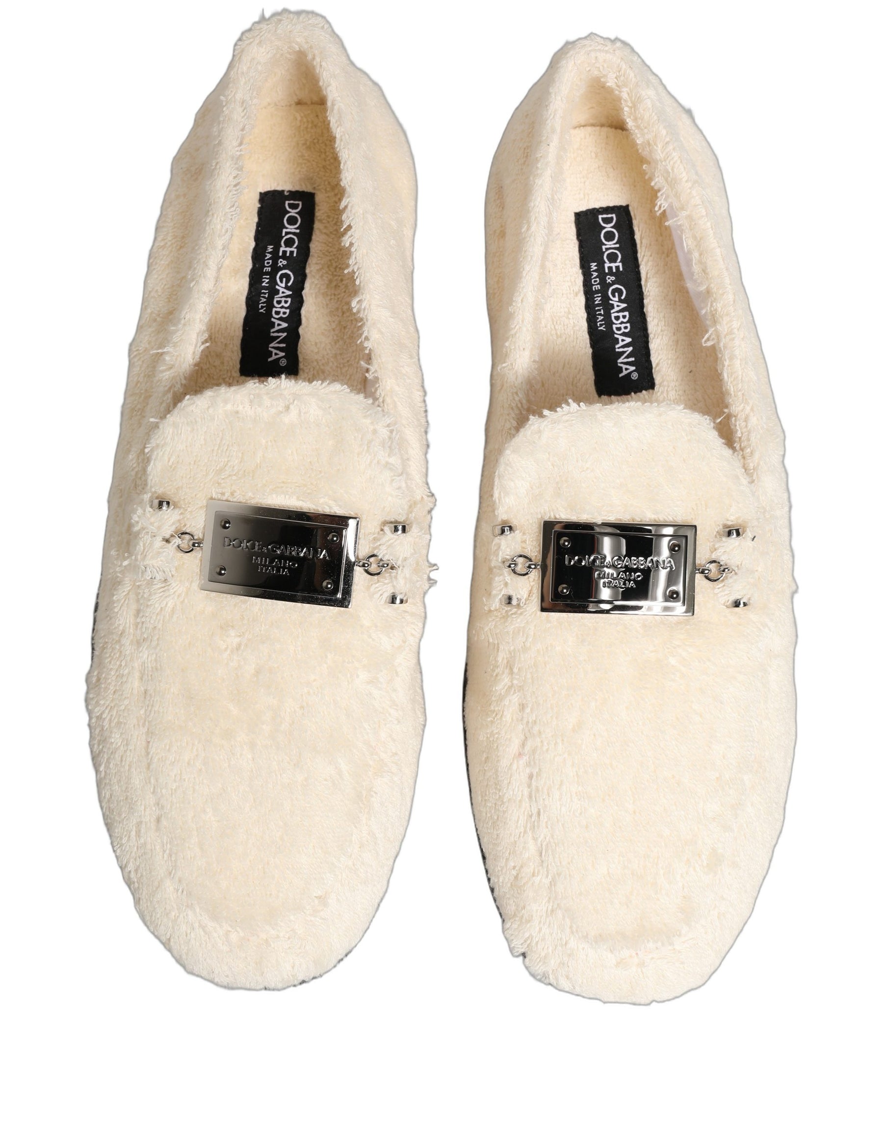 Dolce & Gabbana White Fur Shearling Men Dress Loafers Shoes | Regal Royce