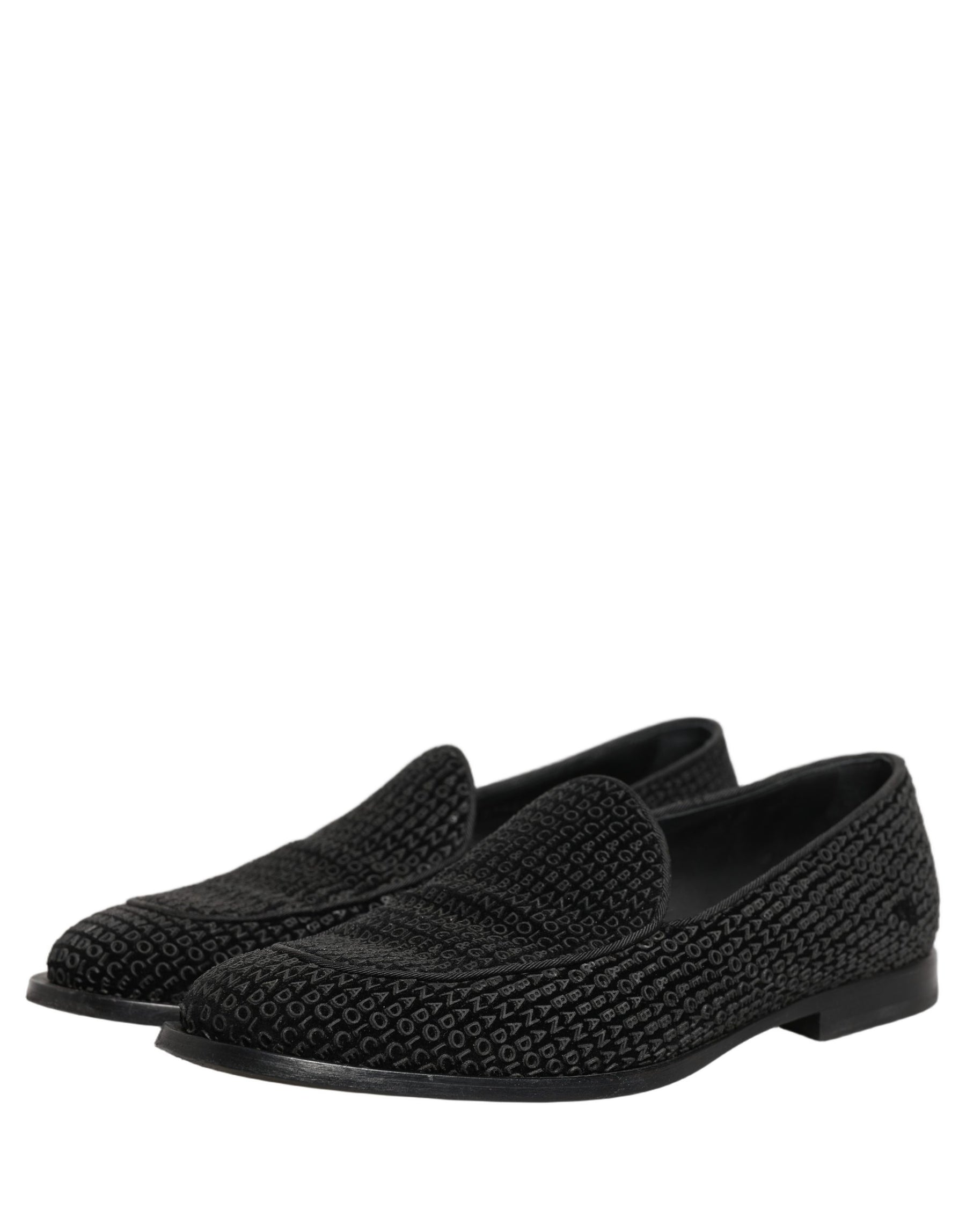 Dolce & Gabbana Black Logo Monogram Men Dress Loafers Shoes | Regal Royce