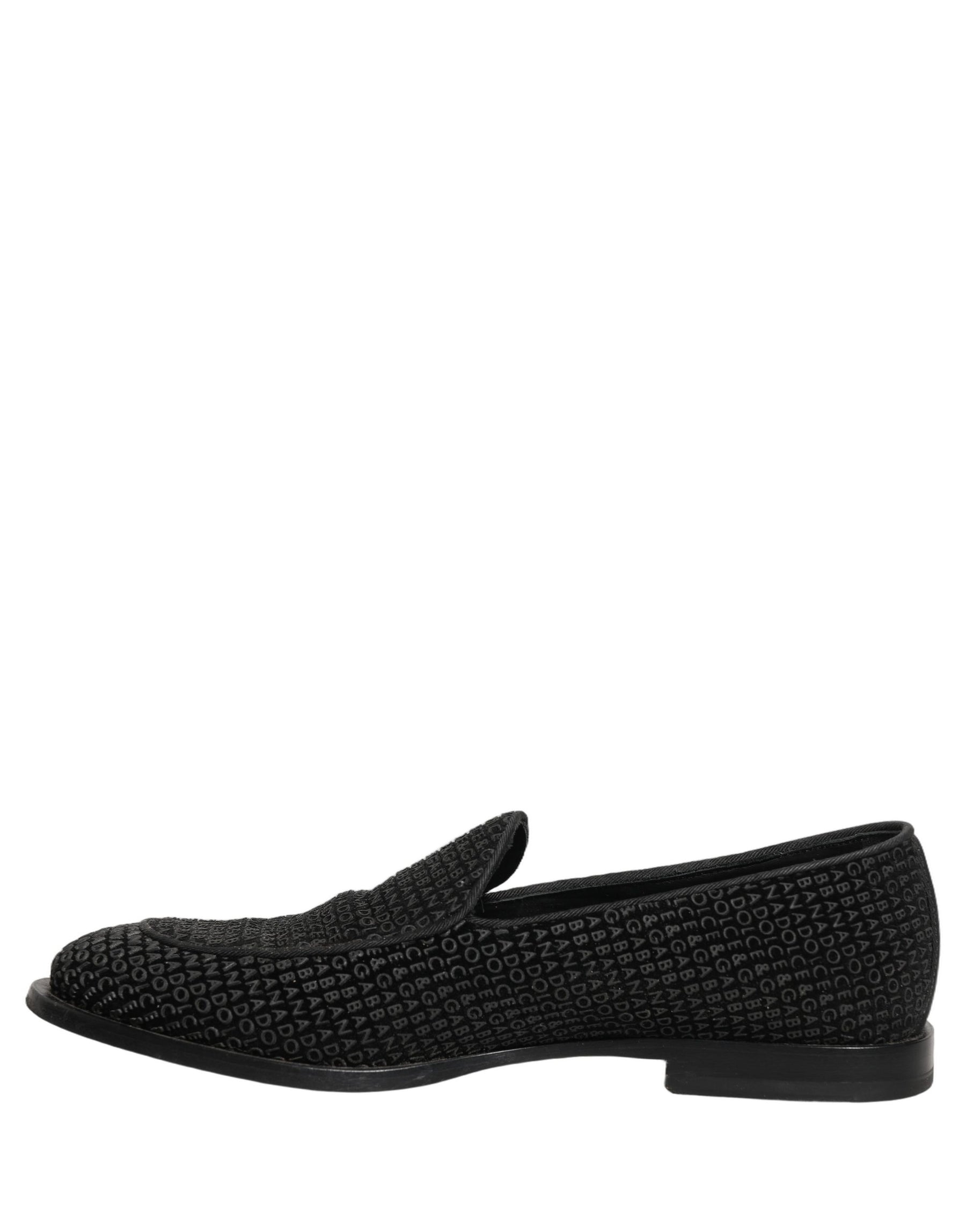 Dolce & Gabbana Black Logo Monogram Men Dress Loafers Shoes | Regal Royce