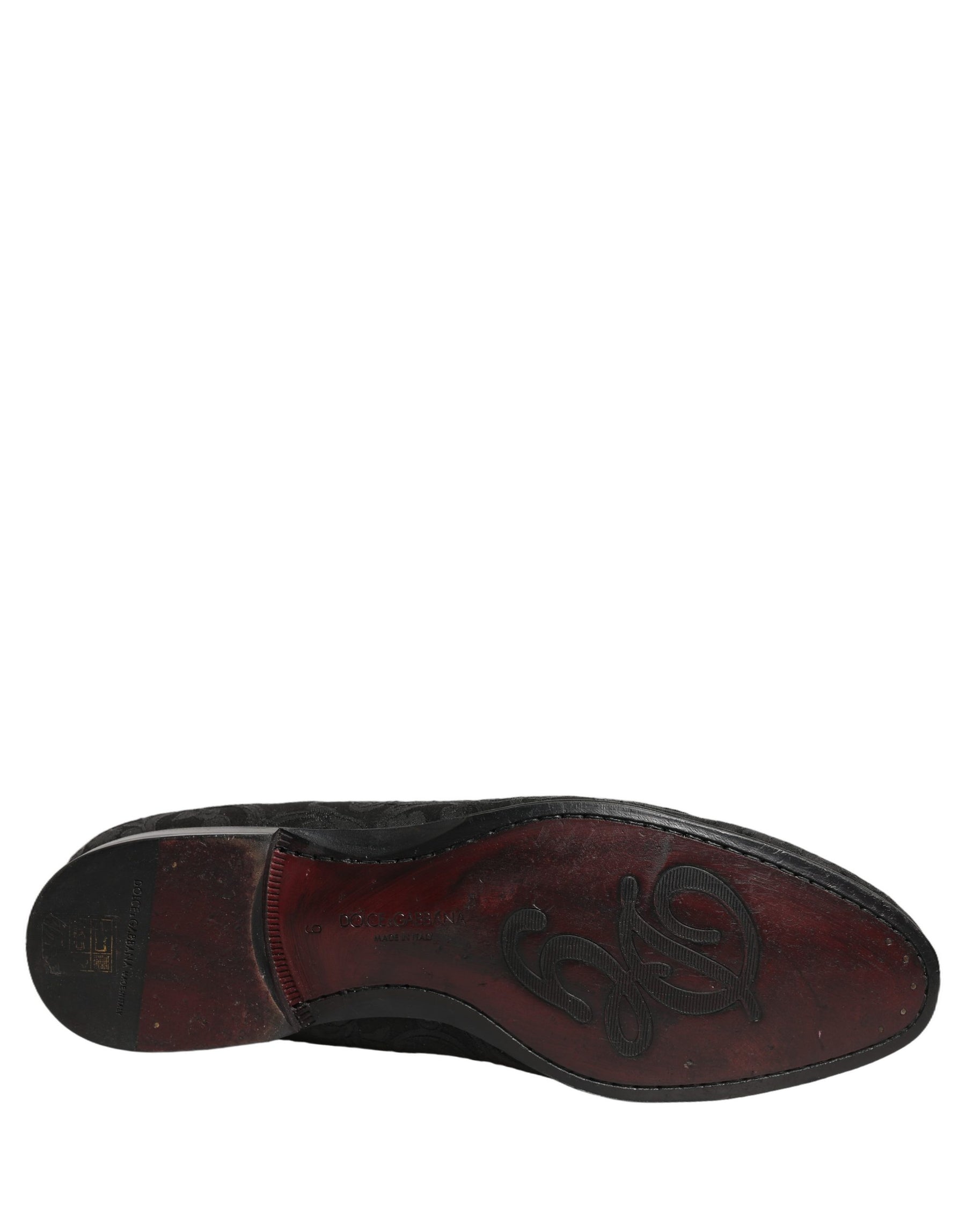 Dolce & Gabbana Black Floral Brocade Men Dress Loafers Shoes | Regal Royce