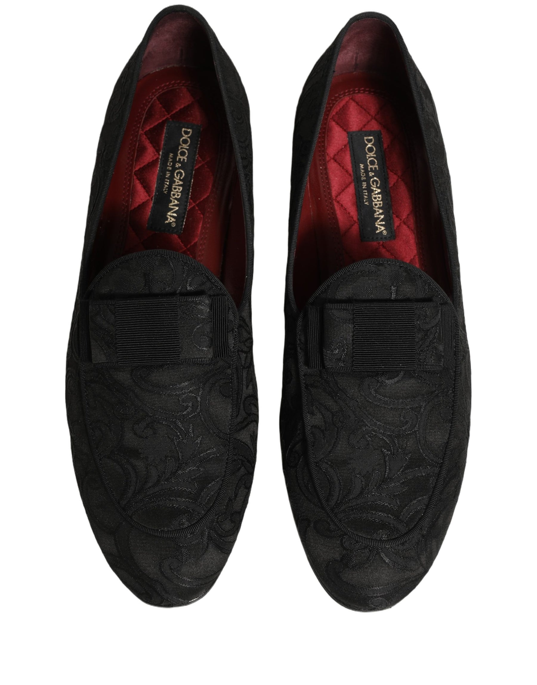 Dolce & Gabbana Black Floral Brocade Men Dress Loafers Shoes | Regal Royce