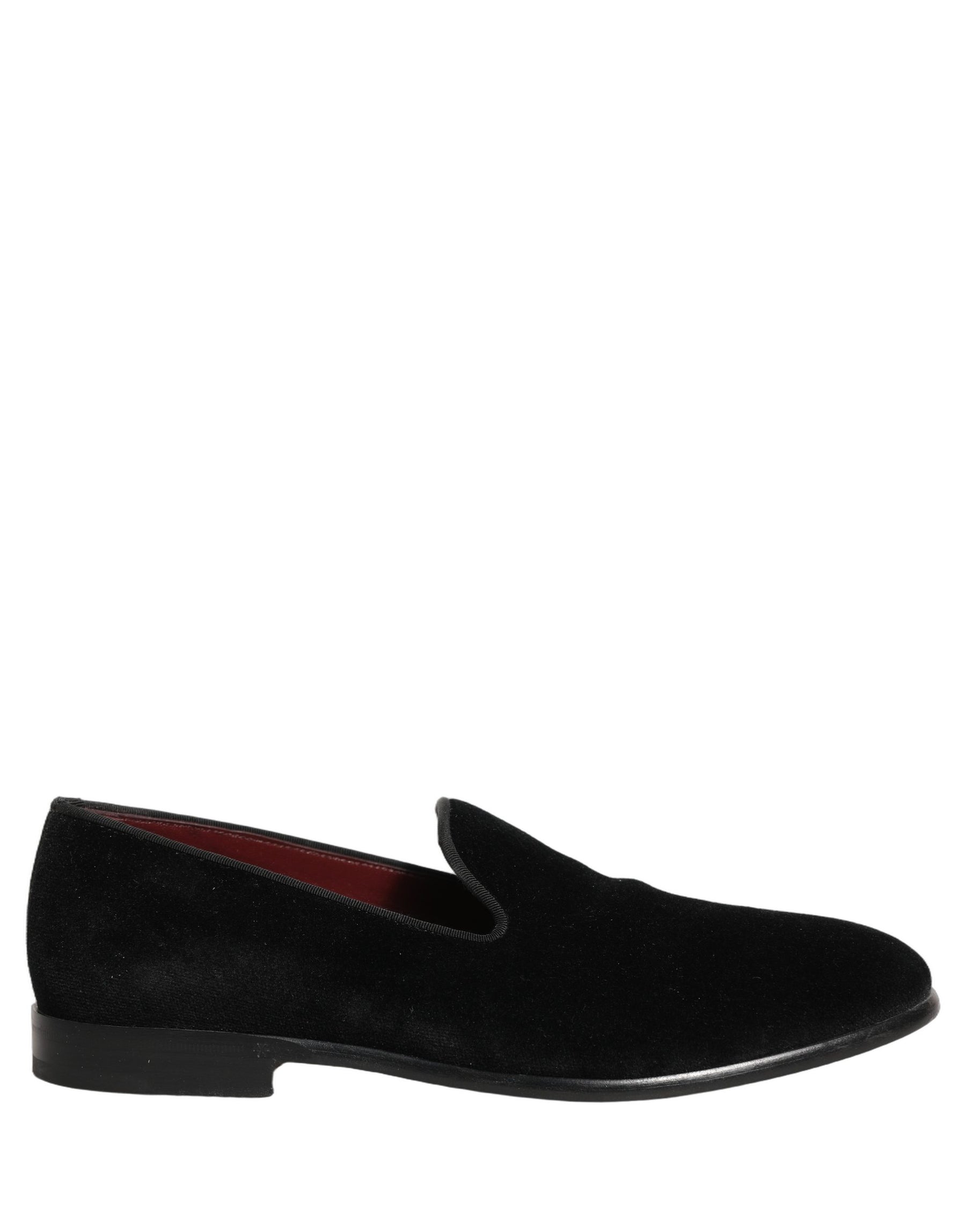 Dolce & Gabbana Black Velvet Cotton Loafers Formal Dress Shoes | Regal Royce