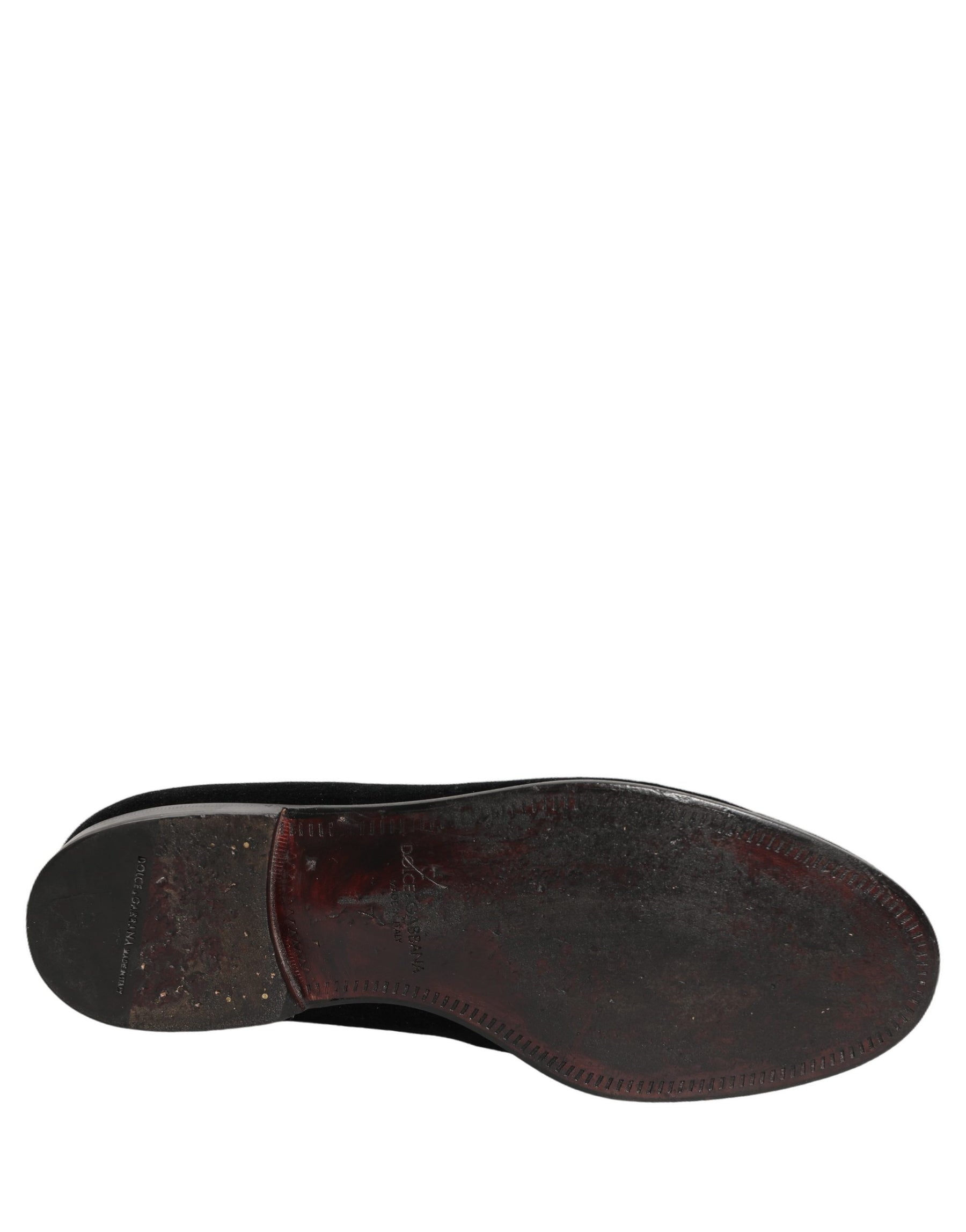 Dolce & Gabbana Black Velvet Cotton Loafers Formal Dress Shoes | Regal Royce