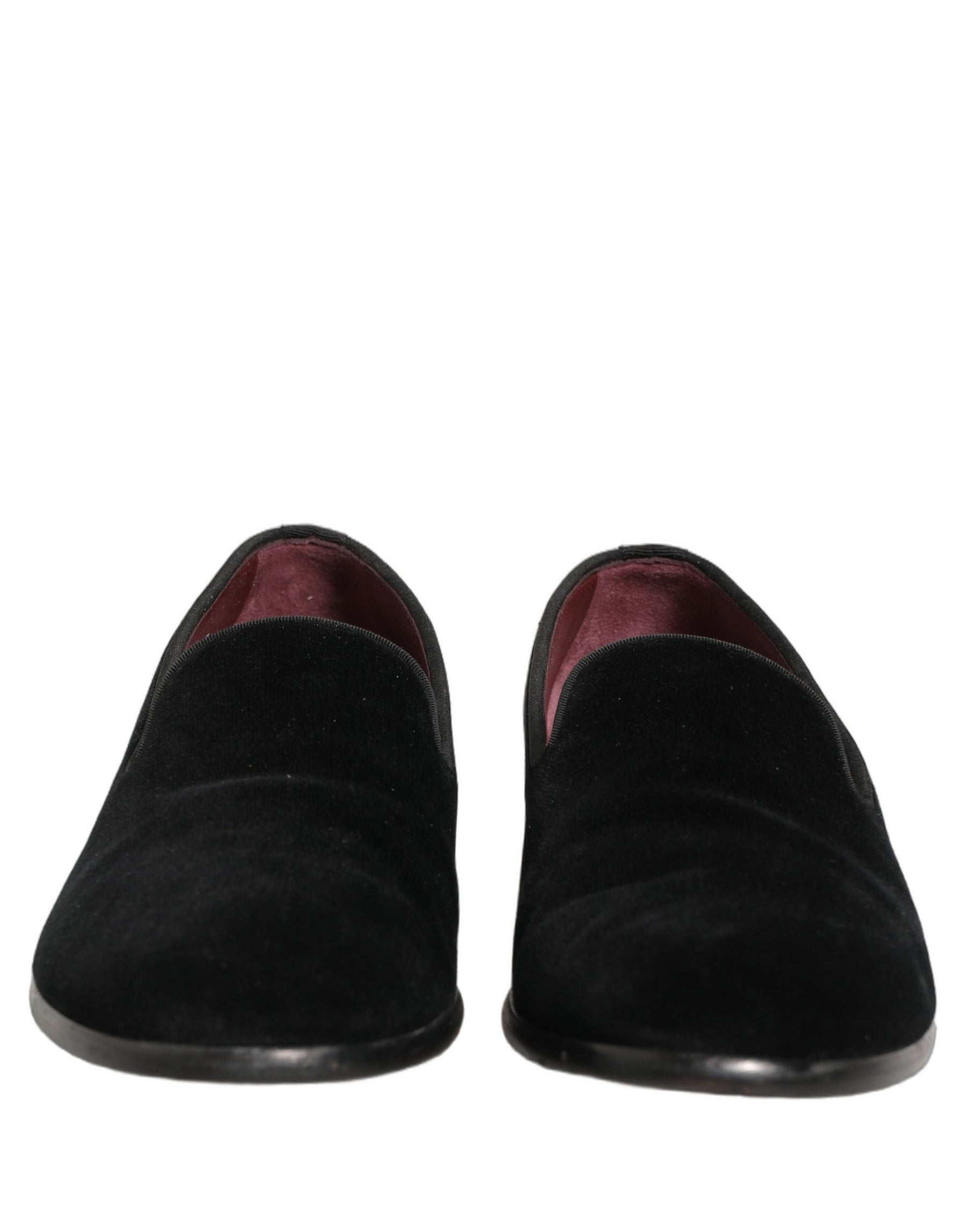 Dolce & Gabbana Black Velvet Cotton Loafers Formal Dress Shoes | Regal Royce