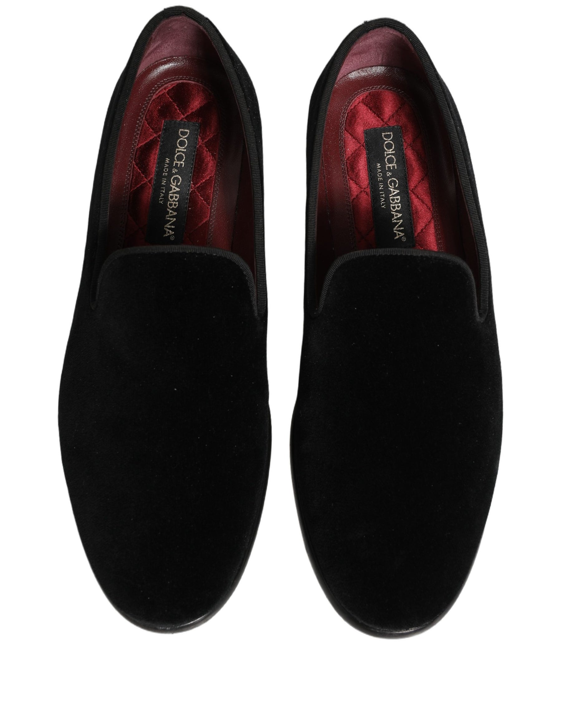 Dolce & Gabbana Black Velvet Cotton Loafers Formal Dress Shoes | Regal Royce